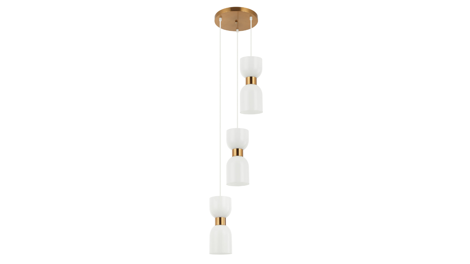 CLESSIDRA Interior Opal Ellipse Glass 3 Piece Pendant Light with Brass Round Base