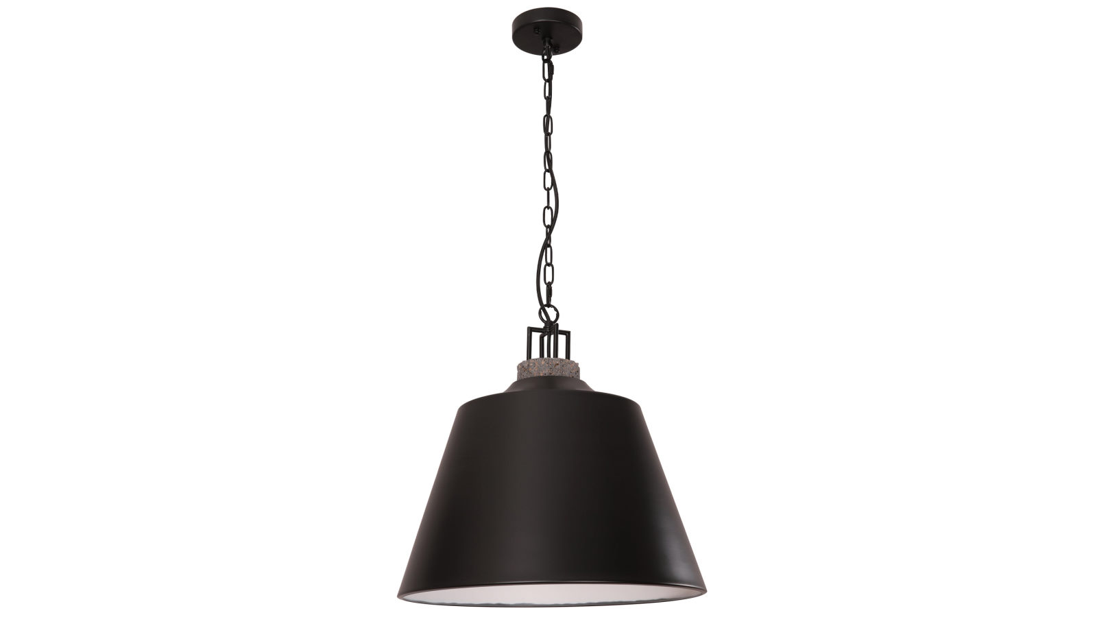 CLA Lighting Interior Pendant Light ES Black Metal Shade with Grey Travertine Highlight Bell