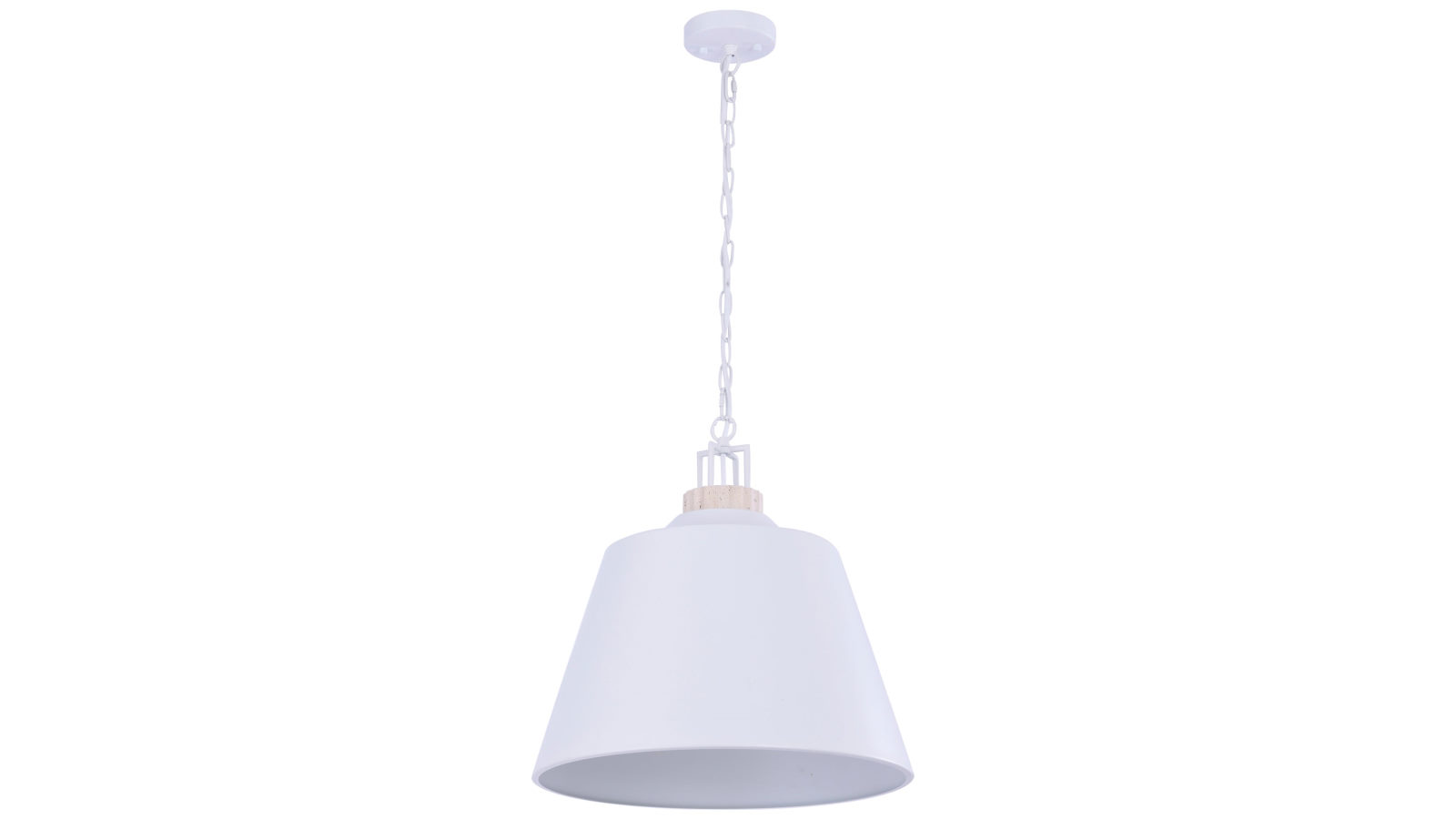 CLA Lighting Interior Pendant Light ES White Metal Shade with Beige Travertine Highlight Bell