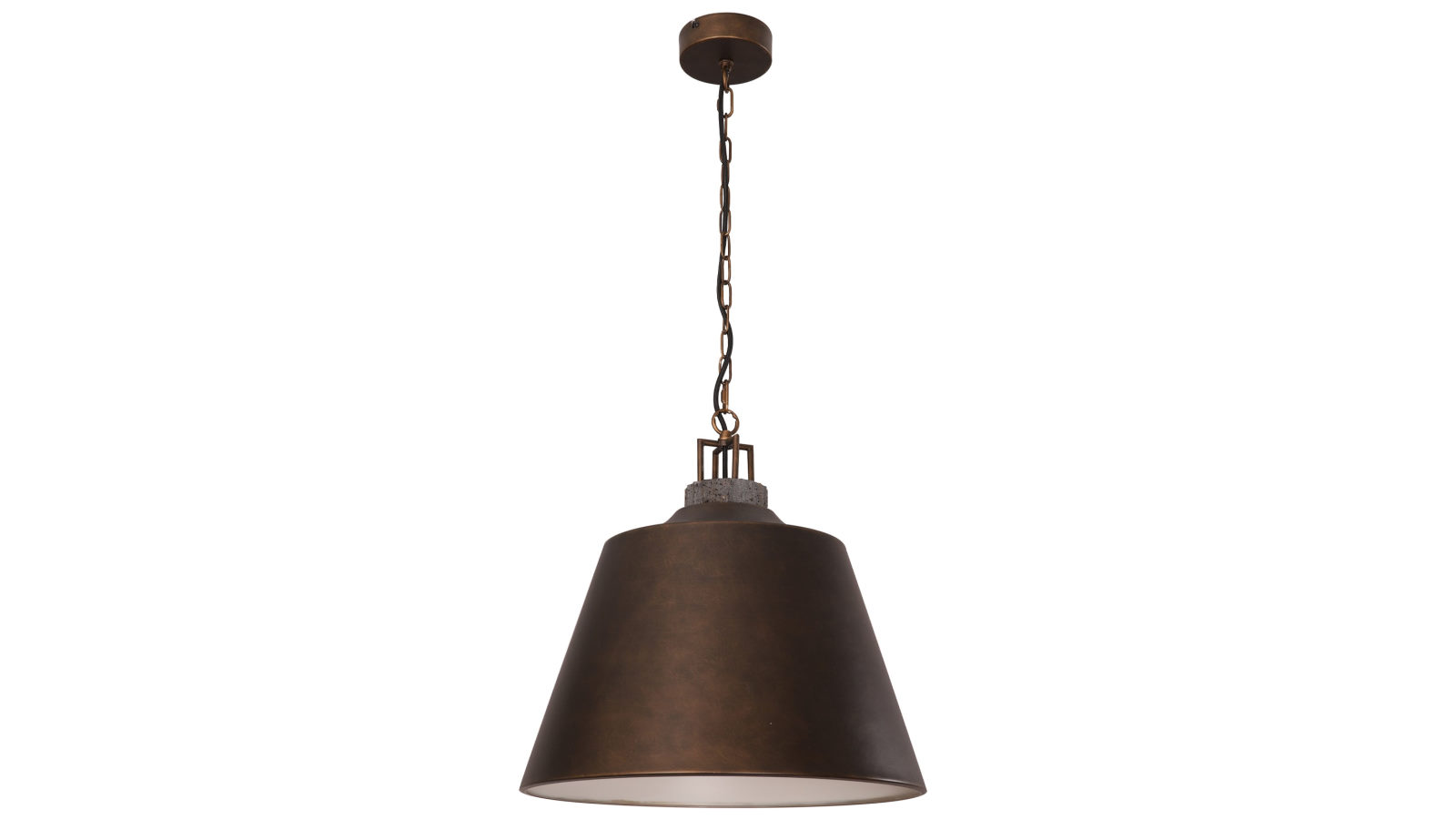 CLA Lighting Interior Pendant Light ES Antique Brass Shade with Grey Travertine Highlight Bell
