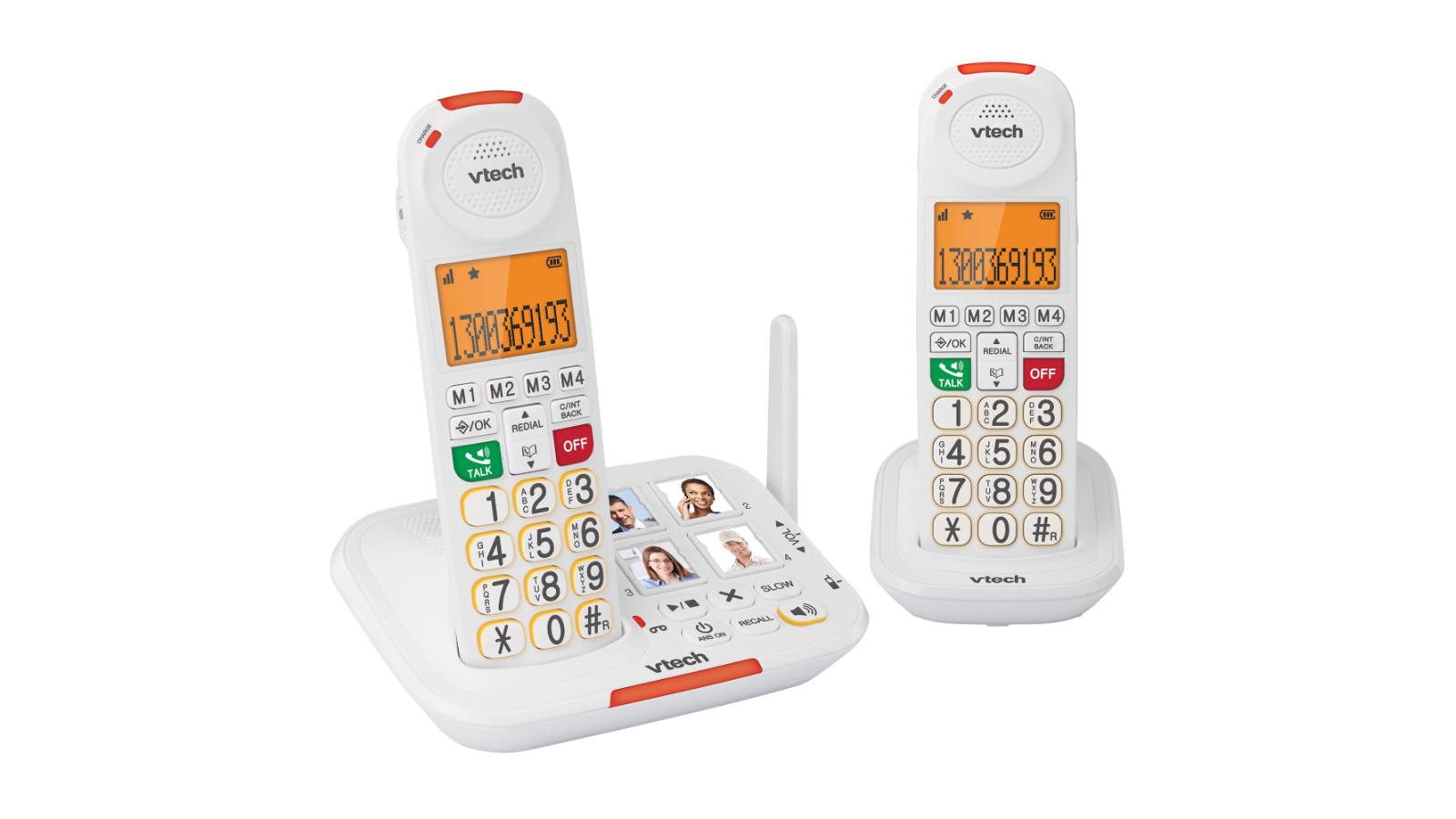 VTech 25450 CareLine 2-Handset DECT6.0 Cordless Phone with VSMART - White