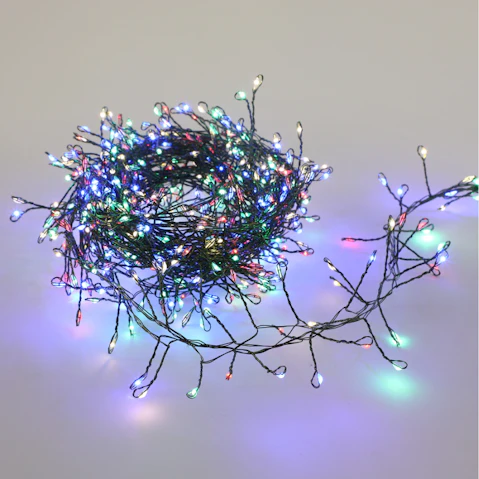Lexi Lighting 640 Micro LED Cluster Light - Multicolour and Dark Green Cable