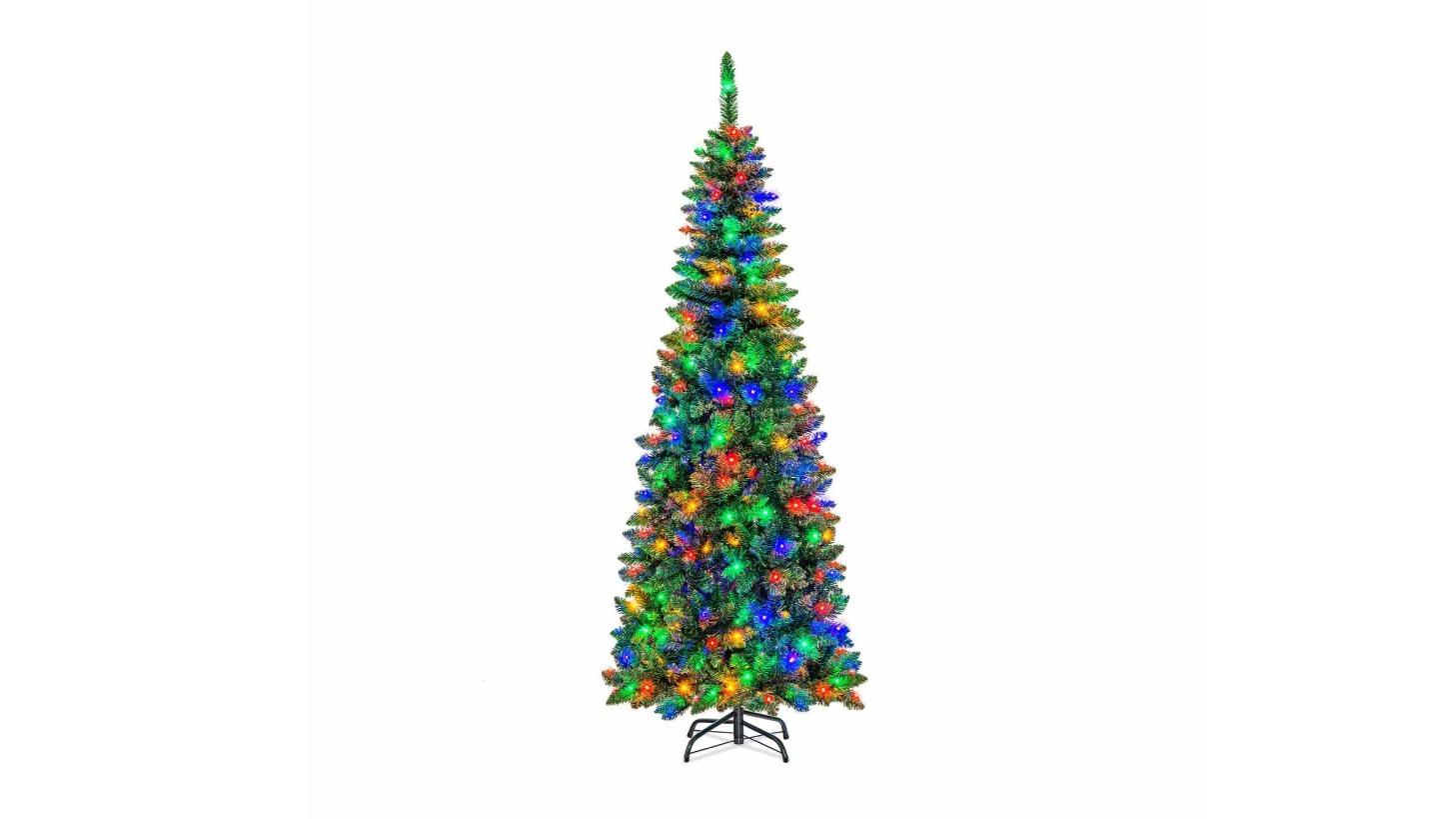 Costway 250 Colorful LED Light Pencil Christmas Tree - 198cm