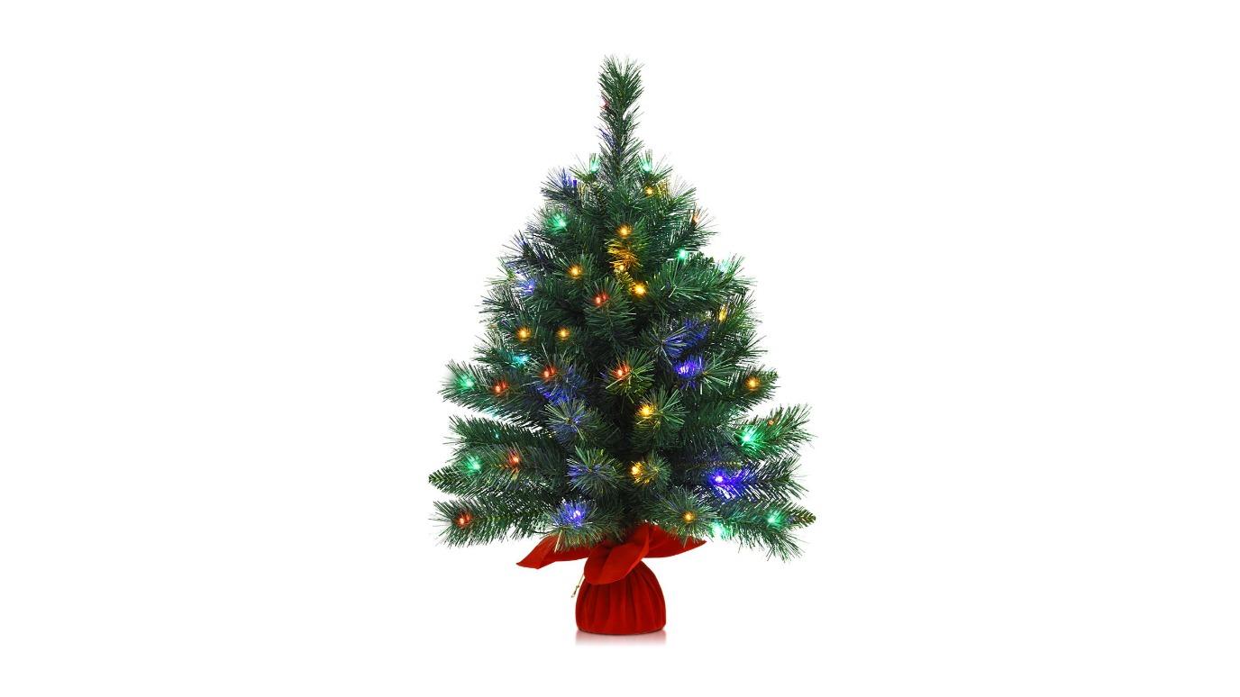Costway Small Cement Base 35 Colorful LED Tabletop Christmas Tree - 66cm