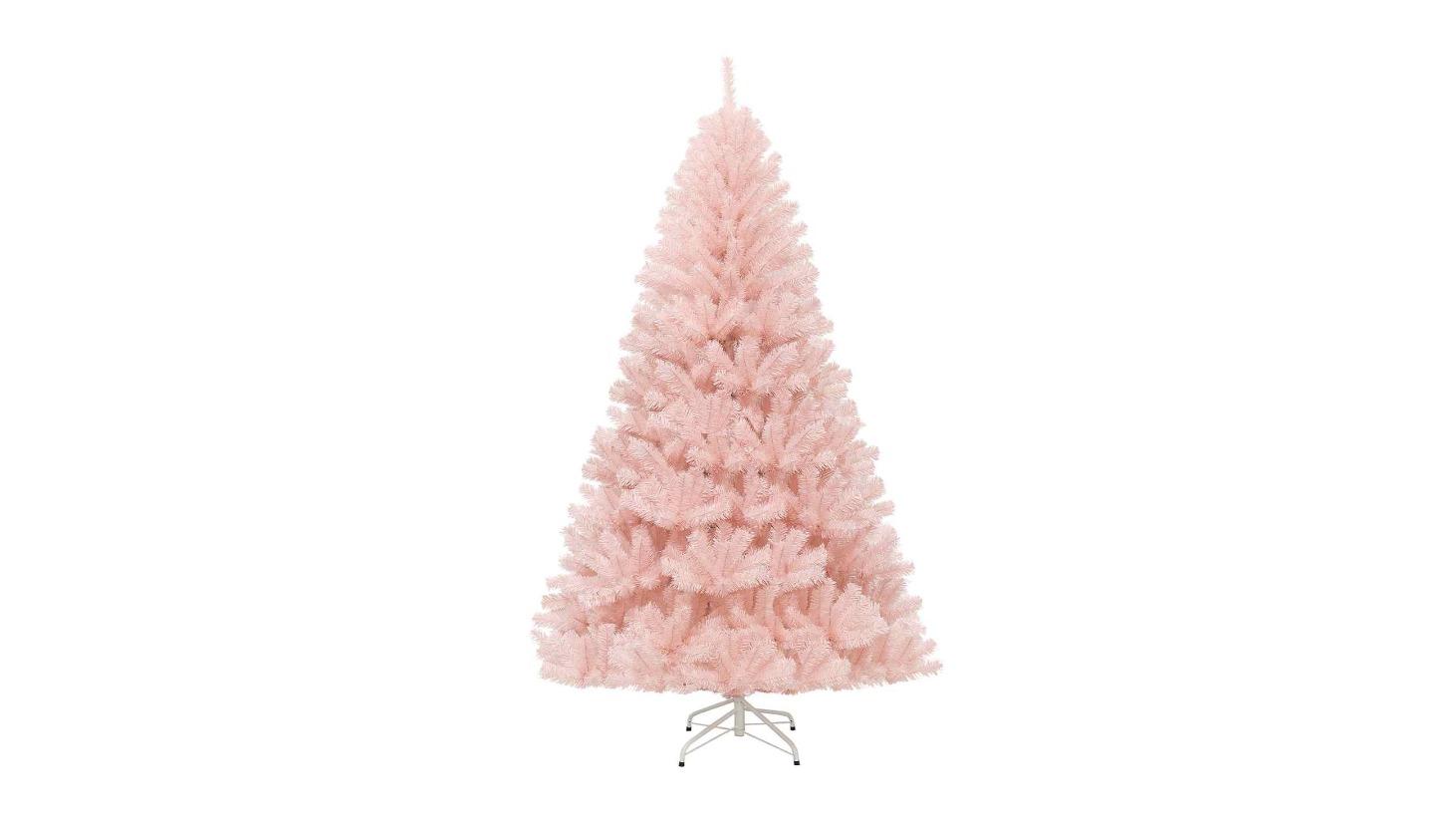 Costway Hinged Decoration Pink Christmas Tree with 937 Tip