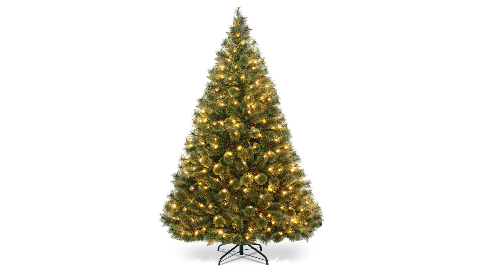 Costway Pre-Lit 260 LED Christmas Tree with 49 Pine Cone - 180cm