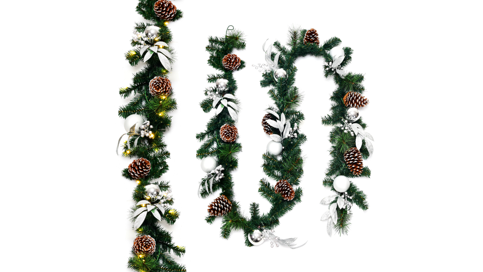 Costway Rattan Artificial Christmas Wreath with 50 LED Light - 270cm