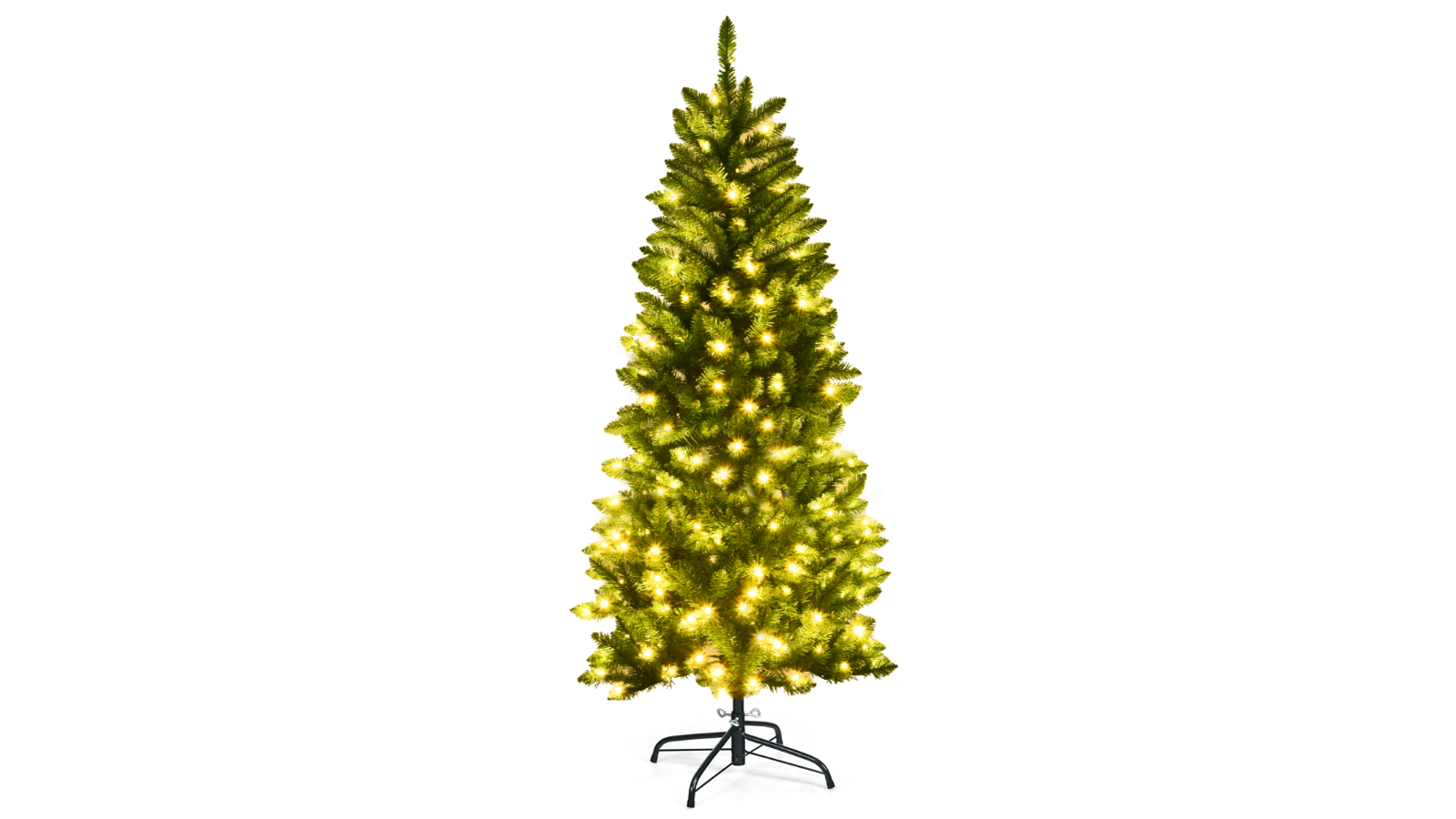 Costway 170 LED Pop-Up Flocked Christmas Tree  with Pine Needle - 180cm