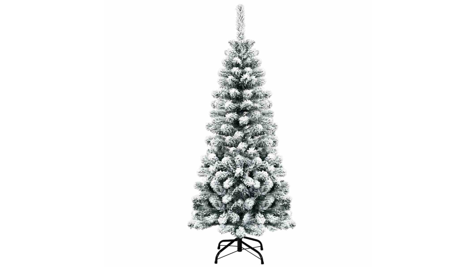 Costway PVC Hinged Pine Snow Flocked Pencil Christmas Tree - 135cm