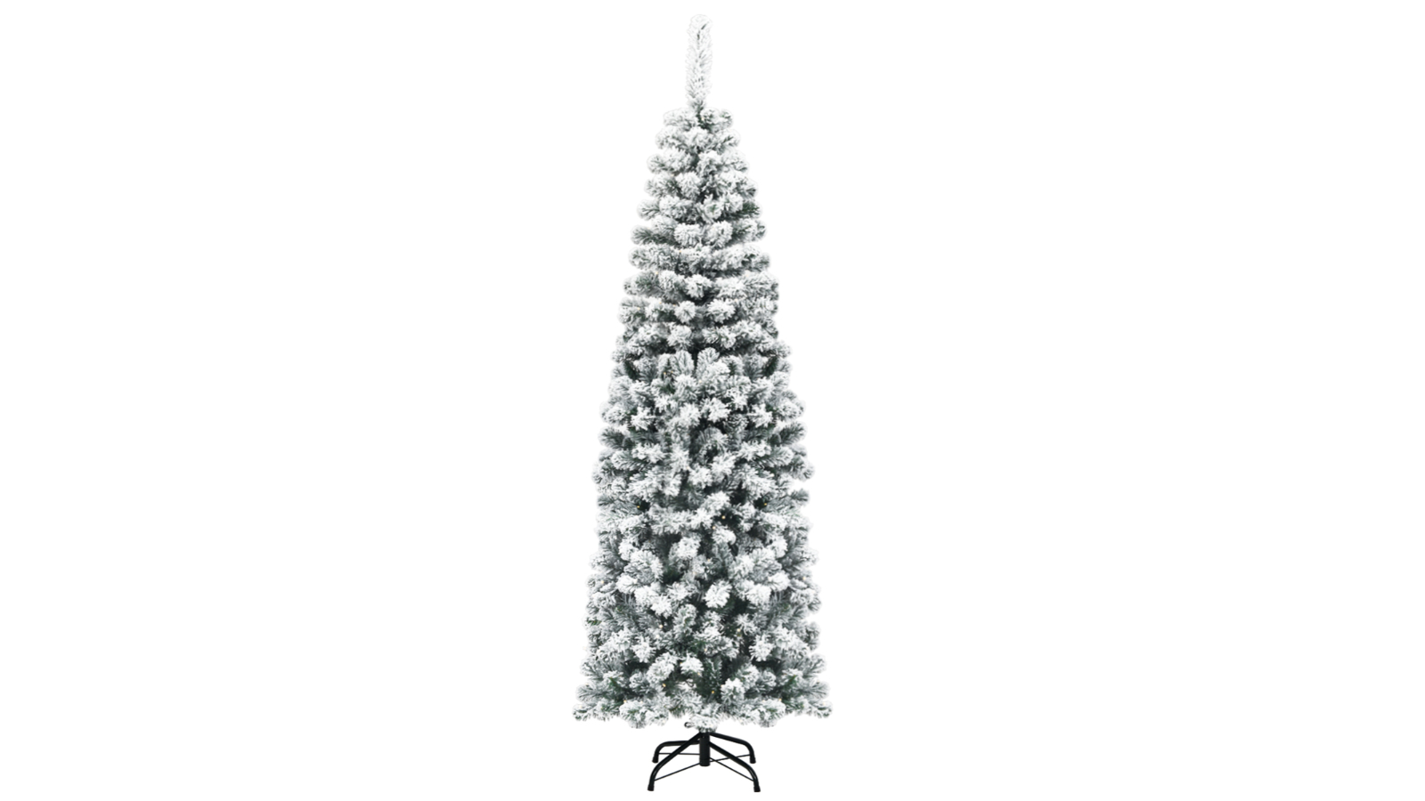 Costway PVC Snow Flocked Hinged Pencil Christmas Pine Tree - 227cm