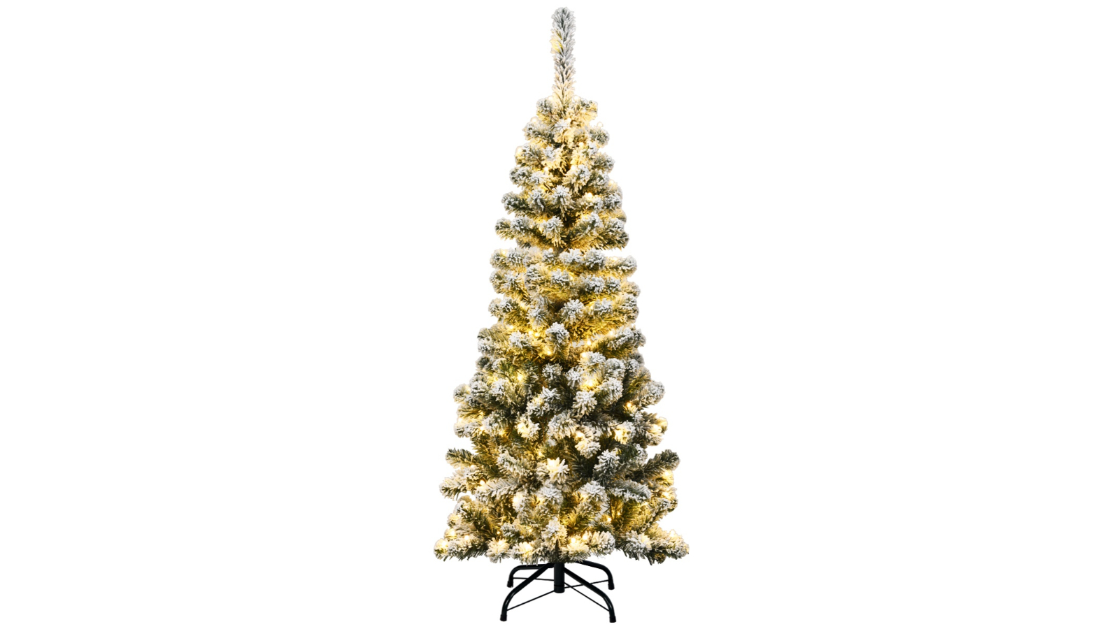 Costway 150 LED Snow Flocked Pre-Lit Artificial Christmas Tree - 140cm