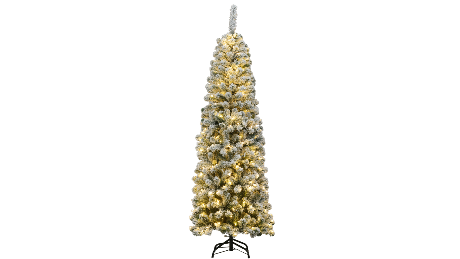 Costway 250 LED Snow Flocked Prelit Artificial Full Christmas Tree - 180cm