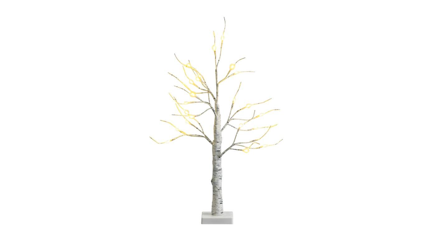 Costway Tabletop Decoration 24 LED Pre-Lit Mini Birch Christmas Tree - 60cm