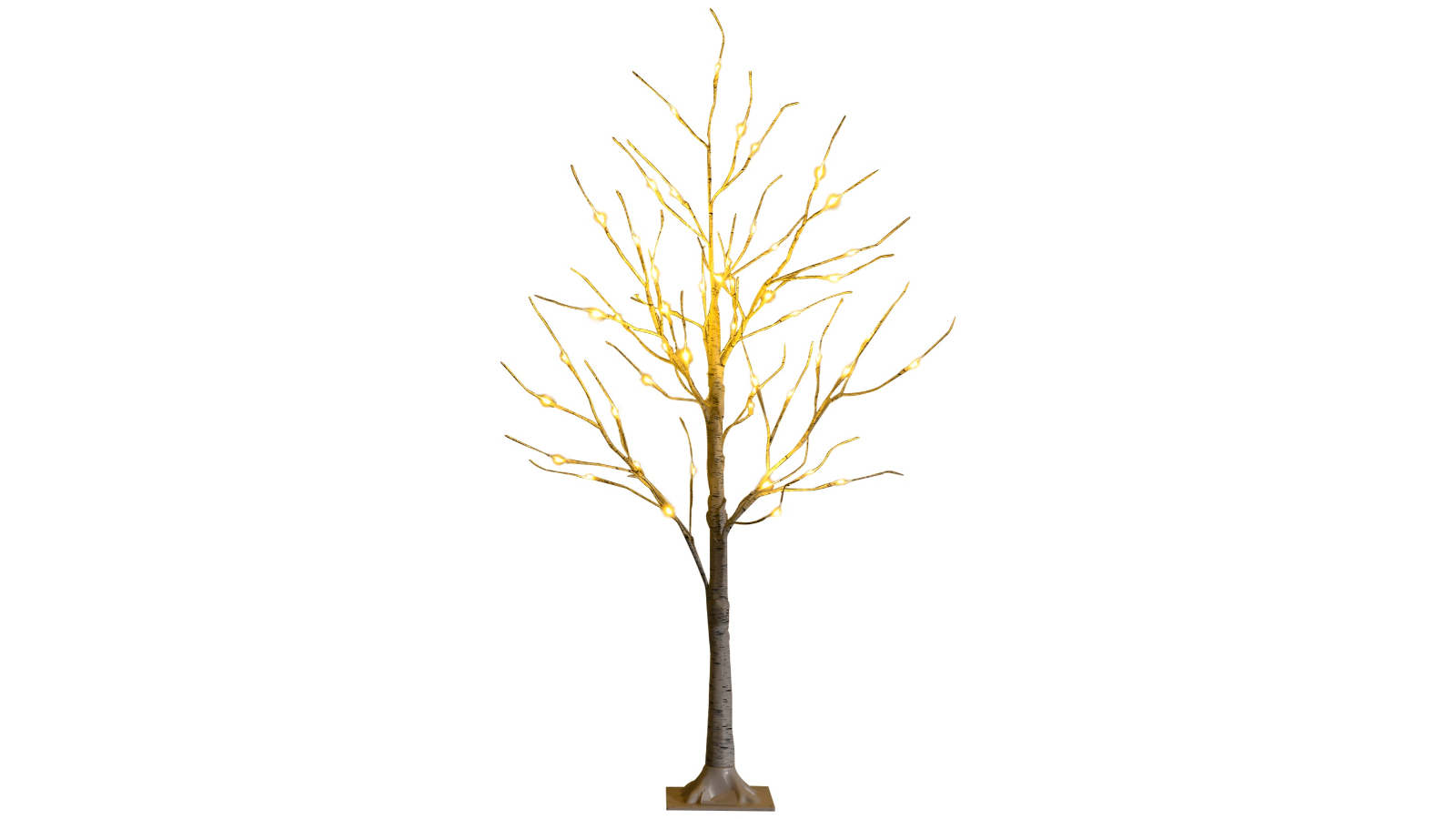Costway White 48 LED Birch Pre-Lit Christmas Tree - 120cm