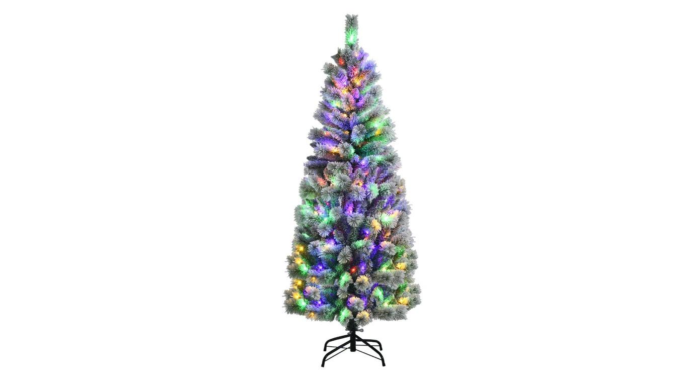 Costway 200 Color LED Remote Control Snow Flocked Christmas Tree - 180cm