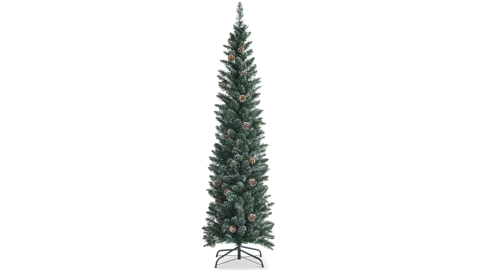 Costway Pre-Decorated Slim Pine Cones Pencil Christmas Tree