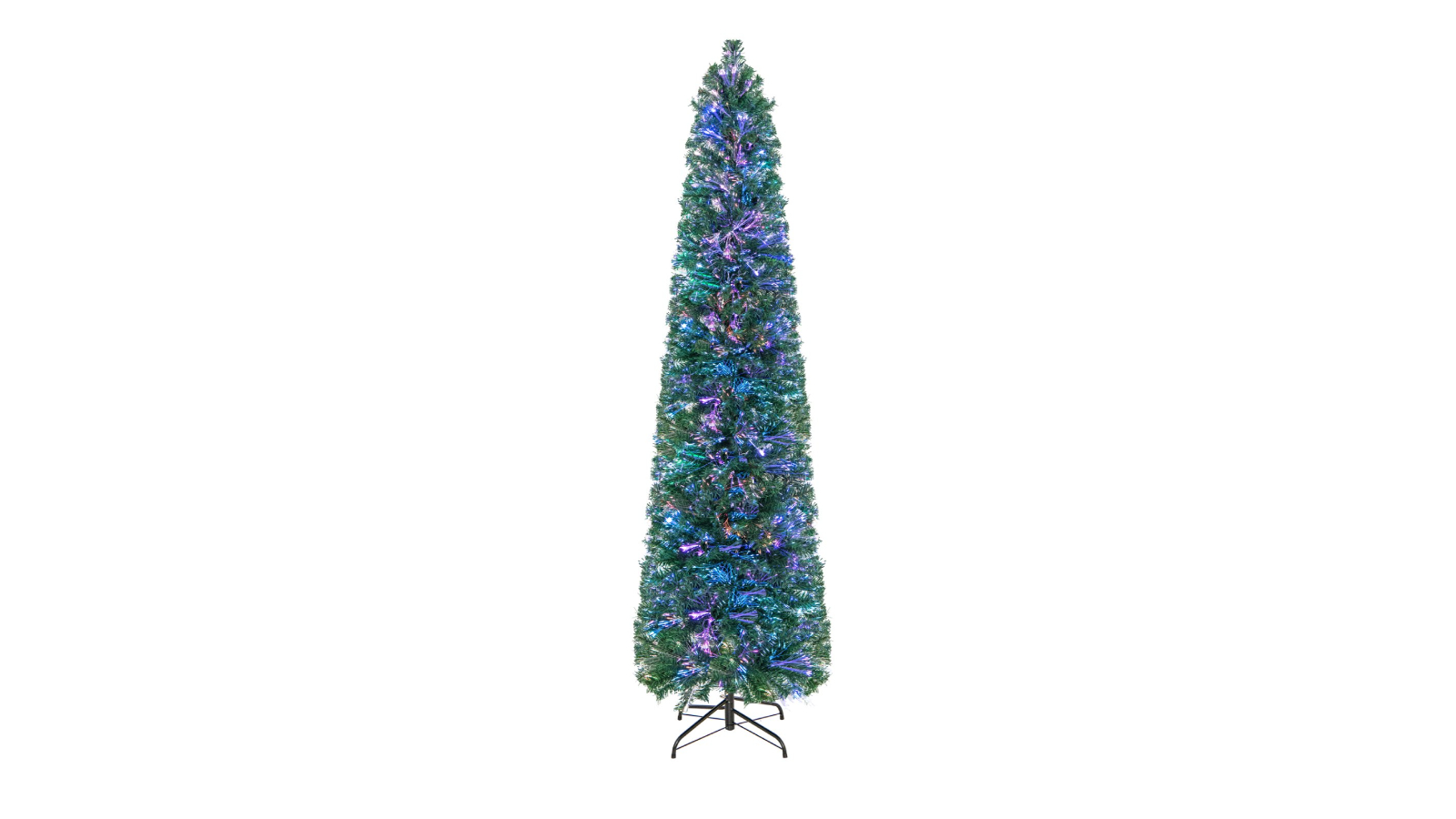 Costway Slim Artificial Christmas Tree with Colorful Fiber Optic - 210cm