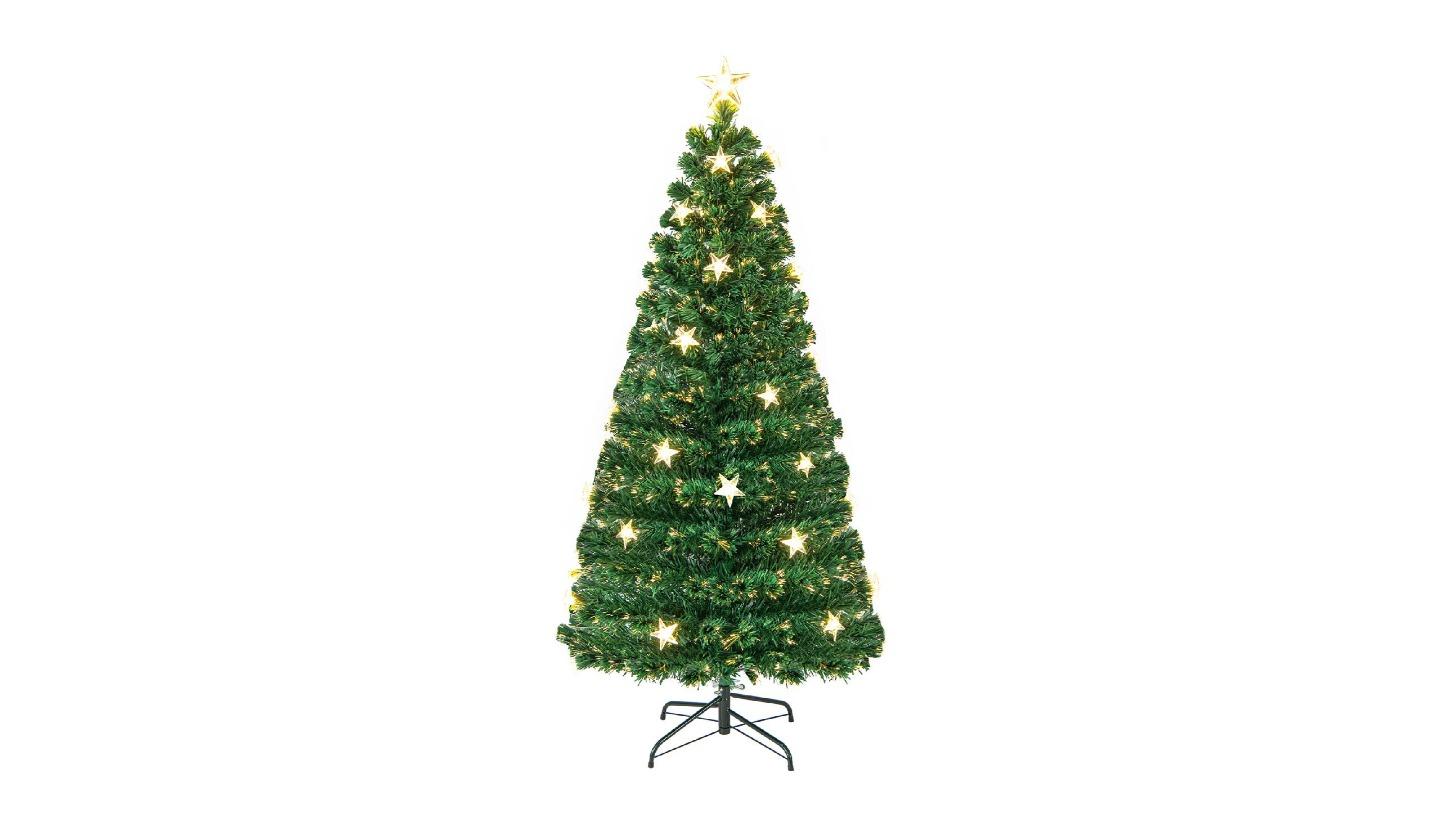 Costway Artificial Hinged Christmas Tree with Lighted Star Topper - 150cm