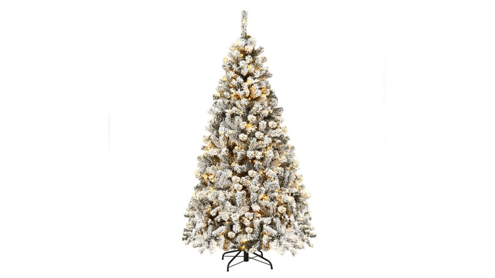 Costway 150 LED Snow Flocked Hinged Pre-lit Christmas Tree