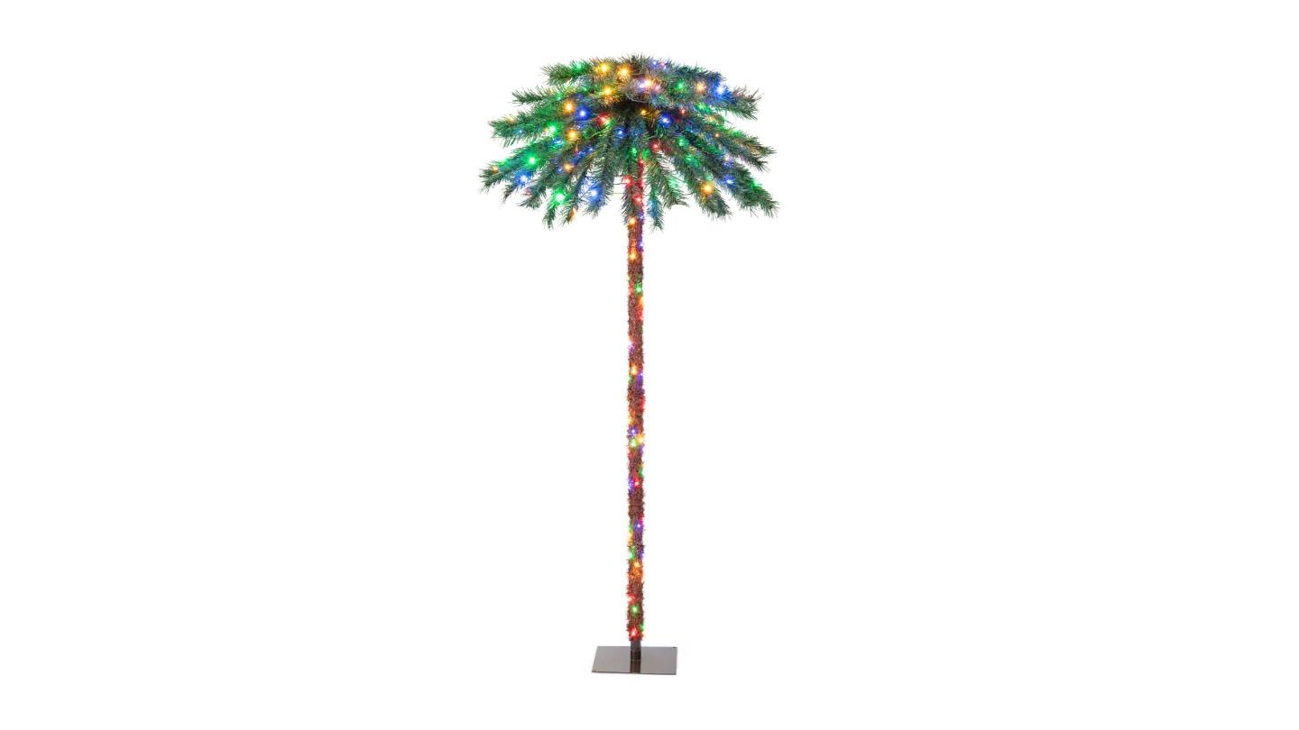 Costway Xmas Decoration 210 LED Artificial Pre-Lit Christmas Palm Tree - 180cm