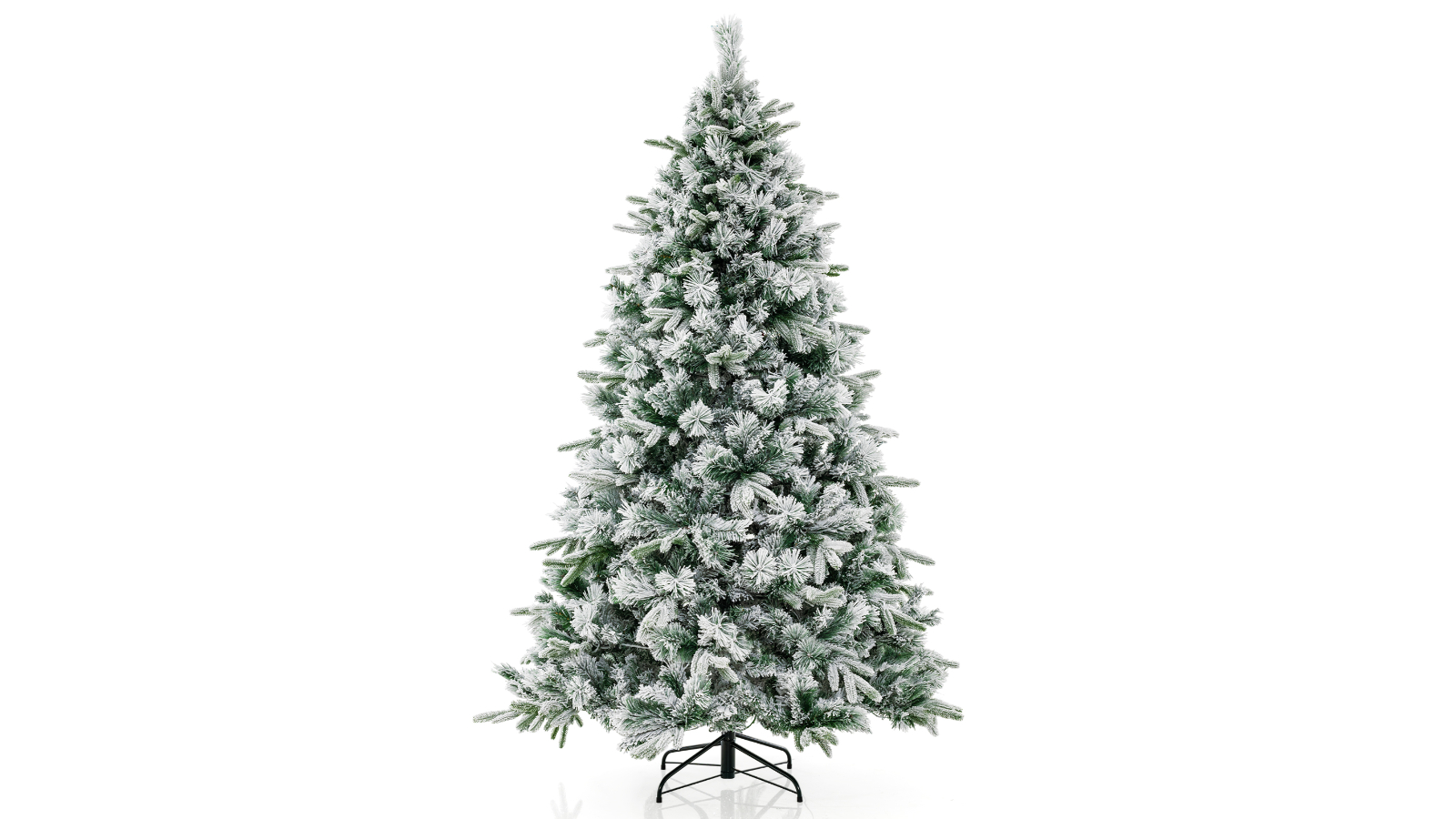Costway Needle Hinged Pine 250 LED Flocked Christmas Tree - 186cm