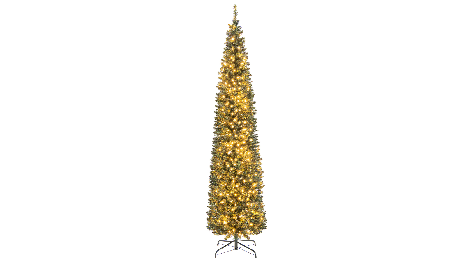 Costway 591 Branch Tips 300 Warm White LED Artificial Pencil Christmas Tree - 240cm