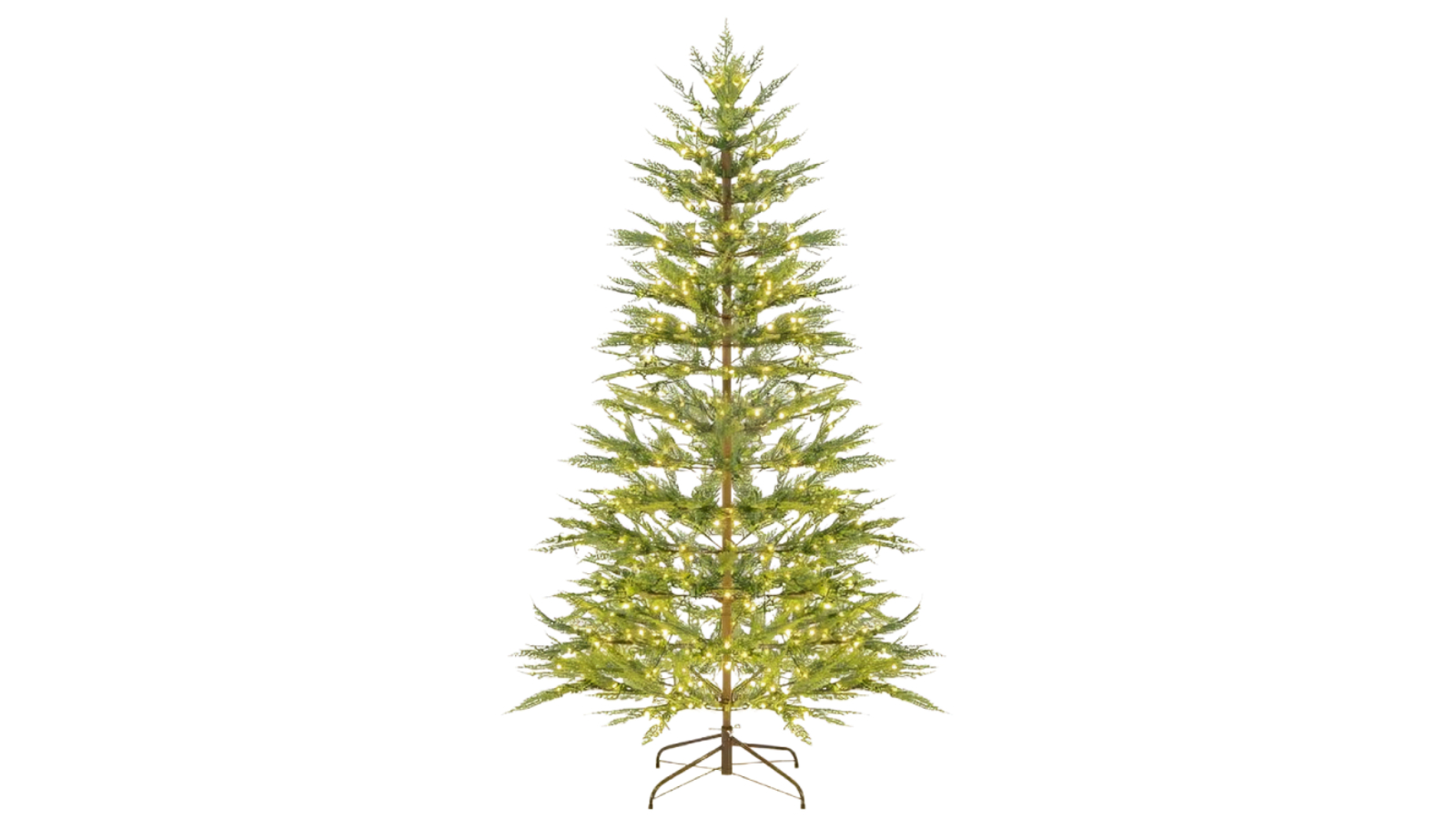 Costway Faux Cypress Leaves Pre-Lit Christmas Tree with Auto Timer and 430 LED - 195cm