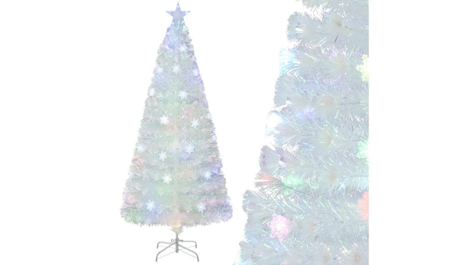Costway LED Snowflake Decor Pre-Lit Fiber Optic Christmas Tree - 180cm