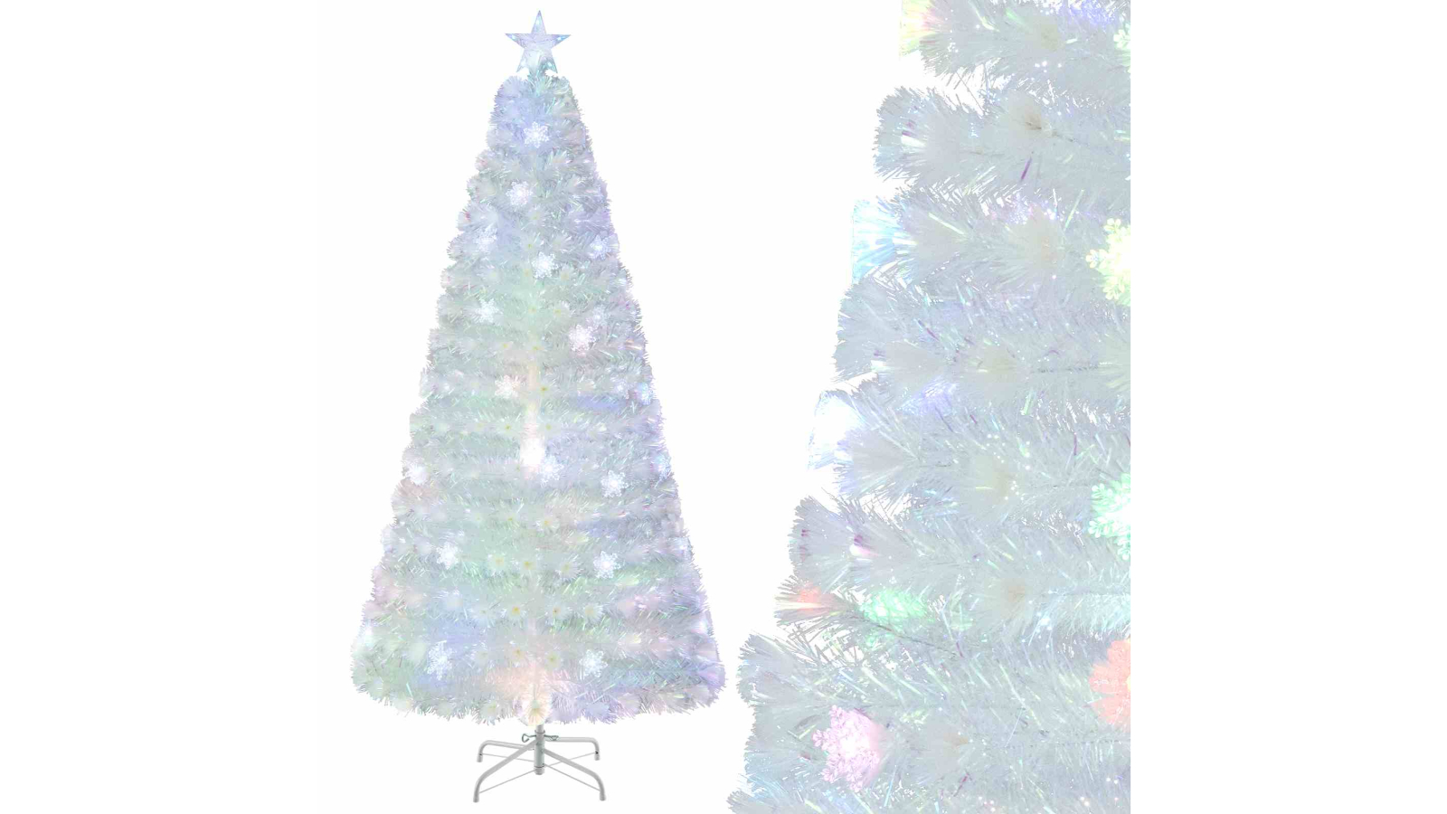 Costway LED Snowflake Decor Pre-Lit Fiber Optic Christmas Tree