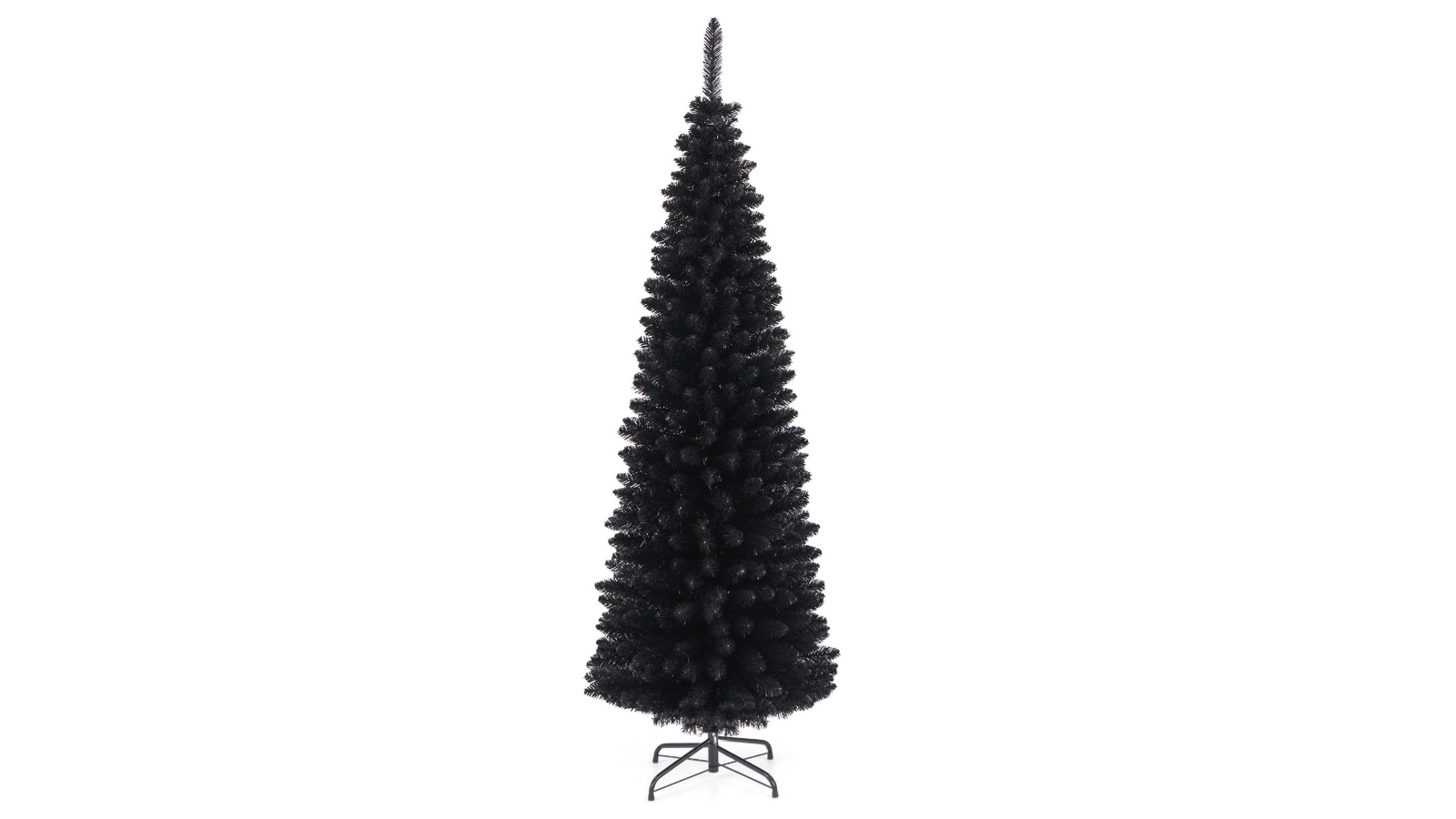 Costway Artificial Halloween Slim Pencil Black Christmas Tree with 328 Tip - 180cm