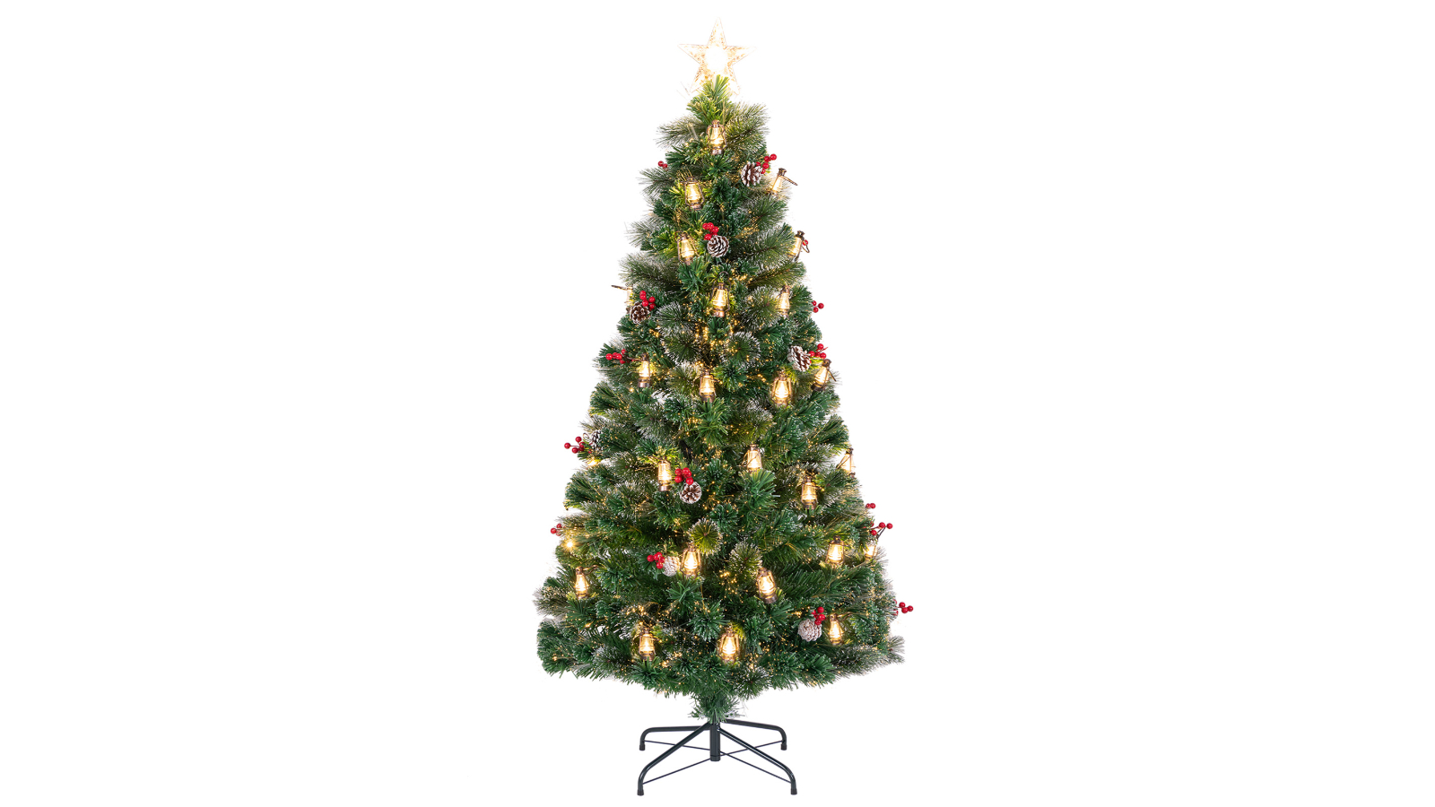 Costway Artificial Kerosene Lamp Christmas Tree with 8 Lighting Mode - 180cm