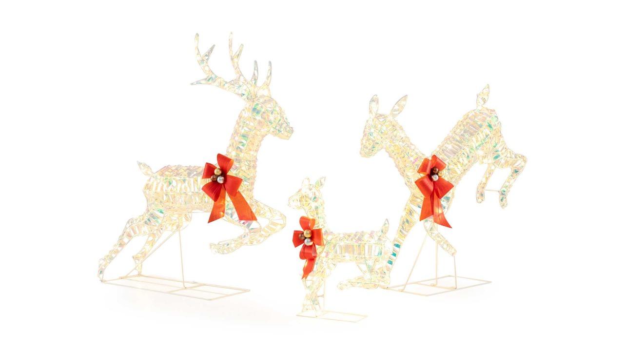 Costway 3 Piece Christmas Colorful Jumping Reindeer with 170 Fairy LED Light