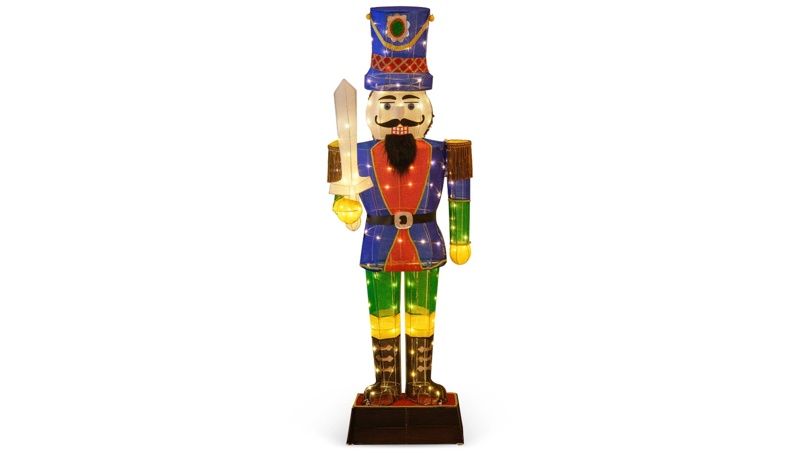 Costway Christmas Decoration 3D Nutcracker Soldier Doll with Sword LED Lit