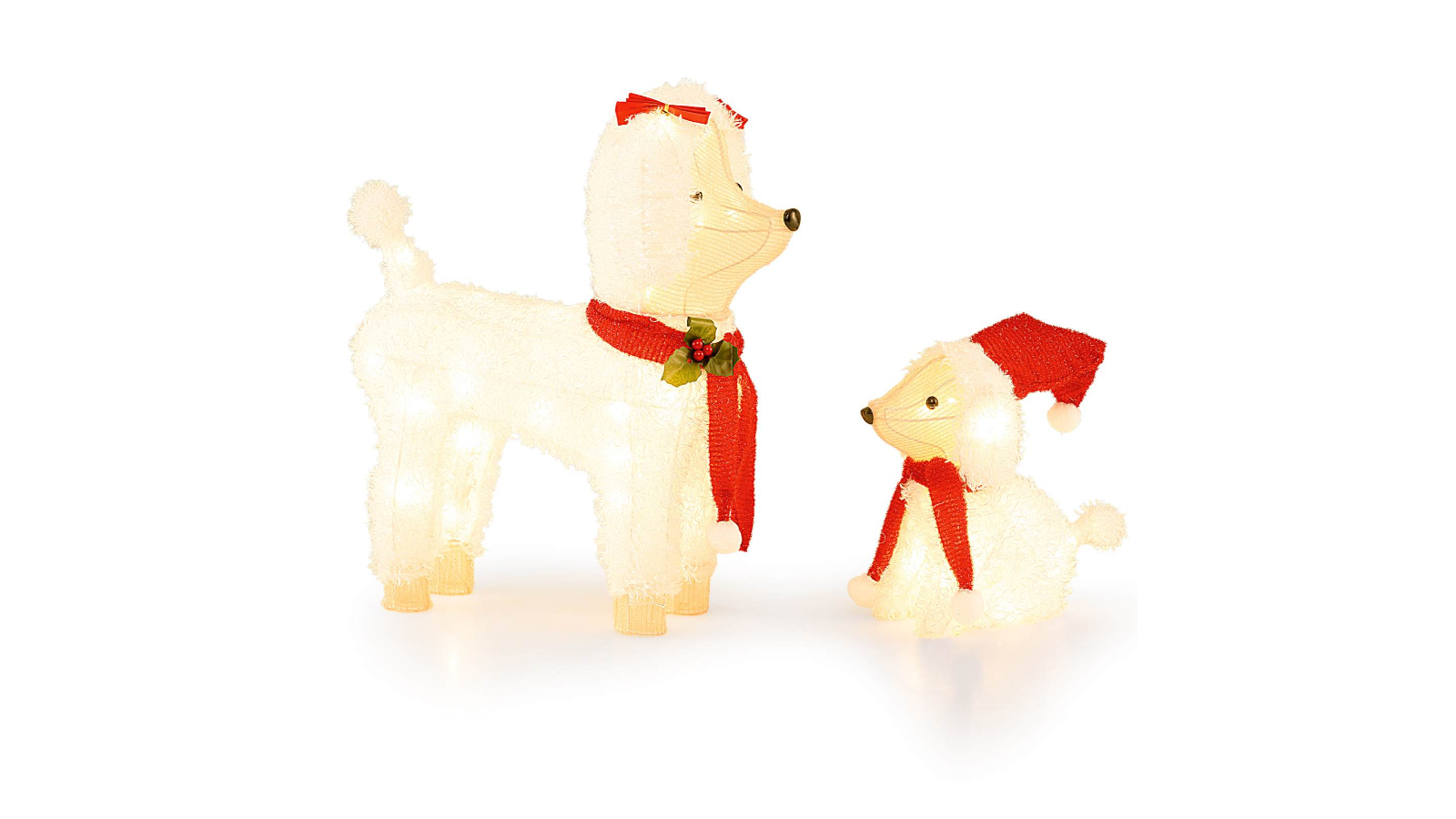 Costway 2 Piece Christmas Dog with LED Light Decoration