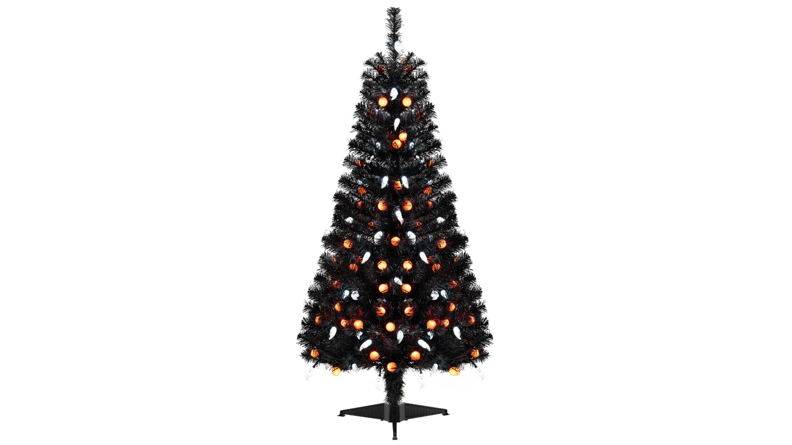 Costway Artificial Black Pre-Lit Spooky Halloween Christmas Tree - 135cm