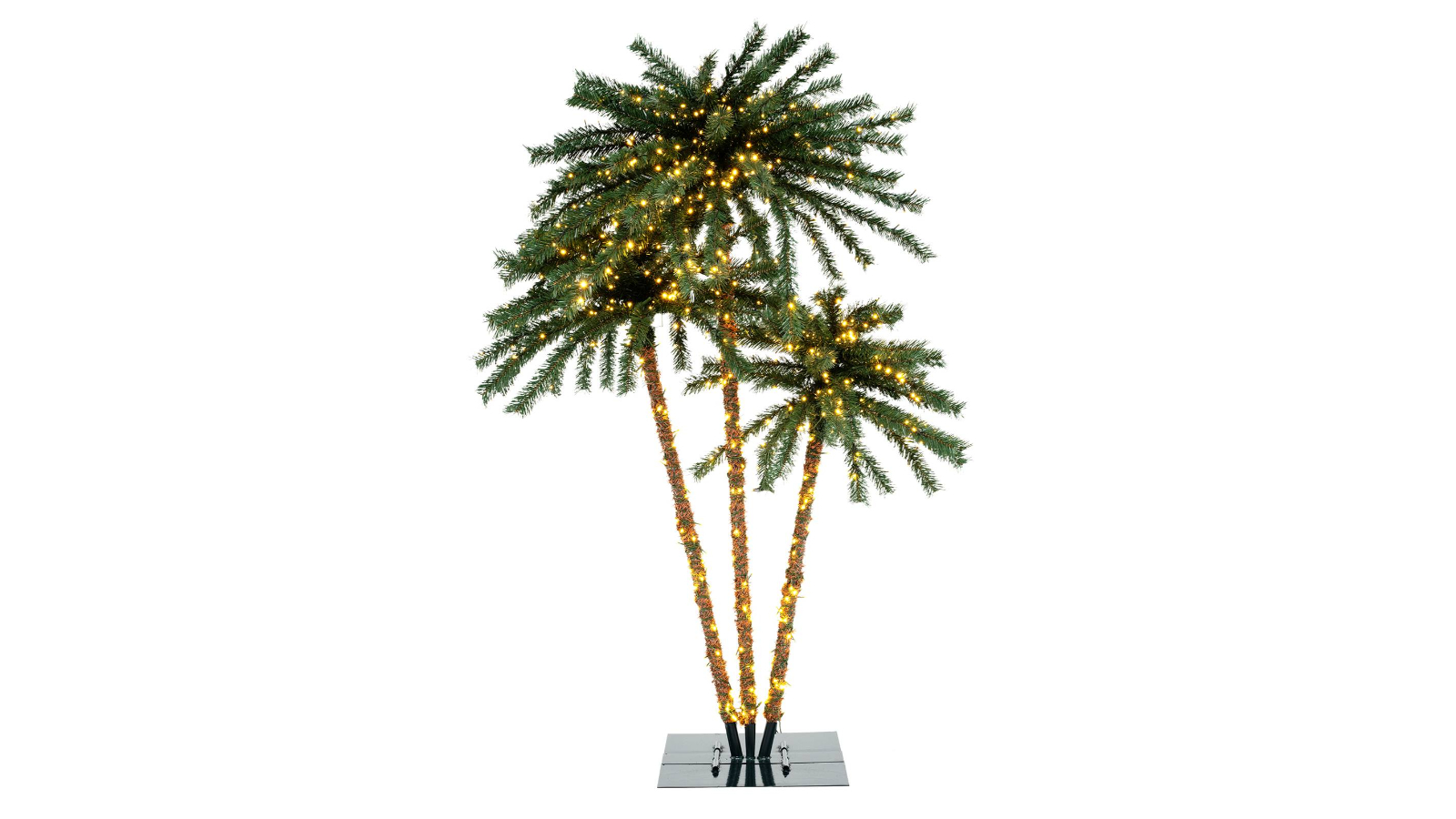 Costway Artificial Lighted Triple Coconut Palm Christmas Tree - 1.2/1.5/180cm