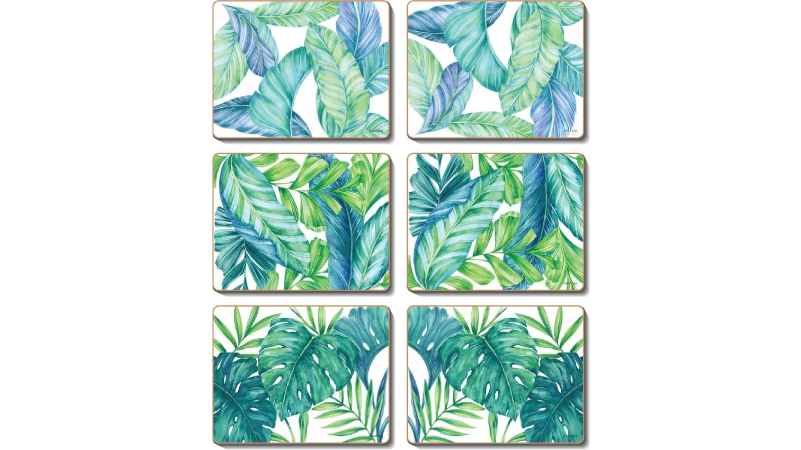 Cinnamon Cork Backed Coasters Set of 6 - Tropical Leaves