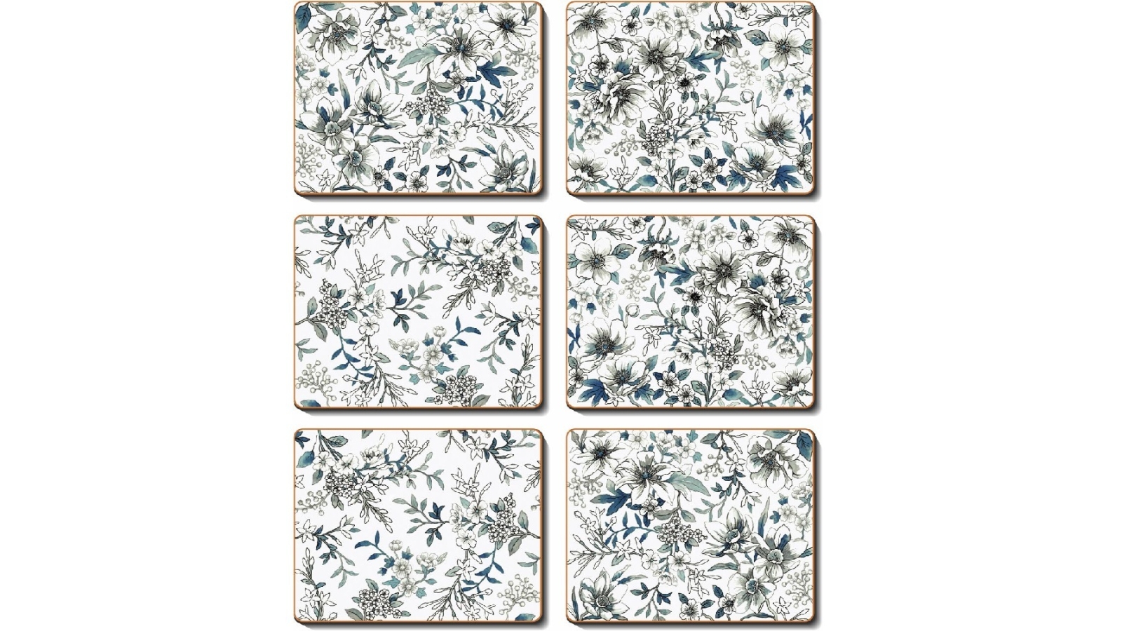 Cinnamon Cork Backed Coasters Set of 6 - Umbria Blue
