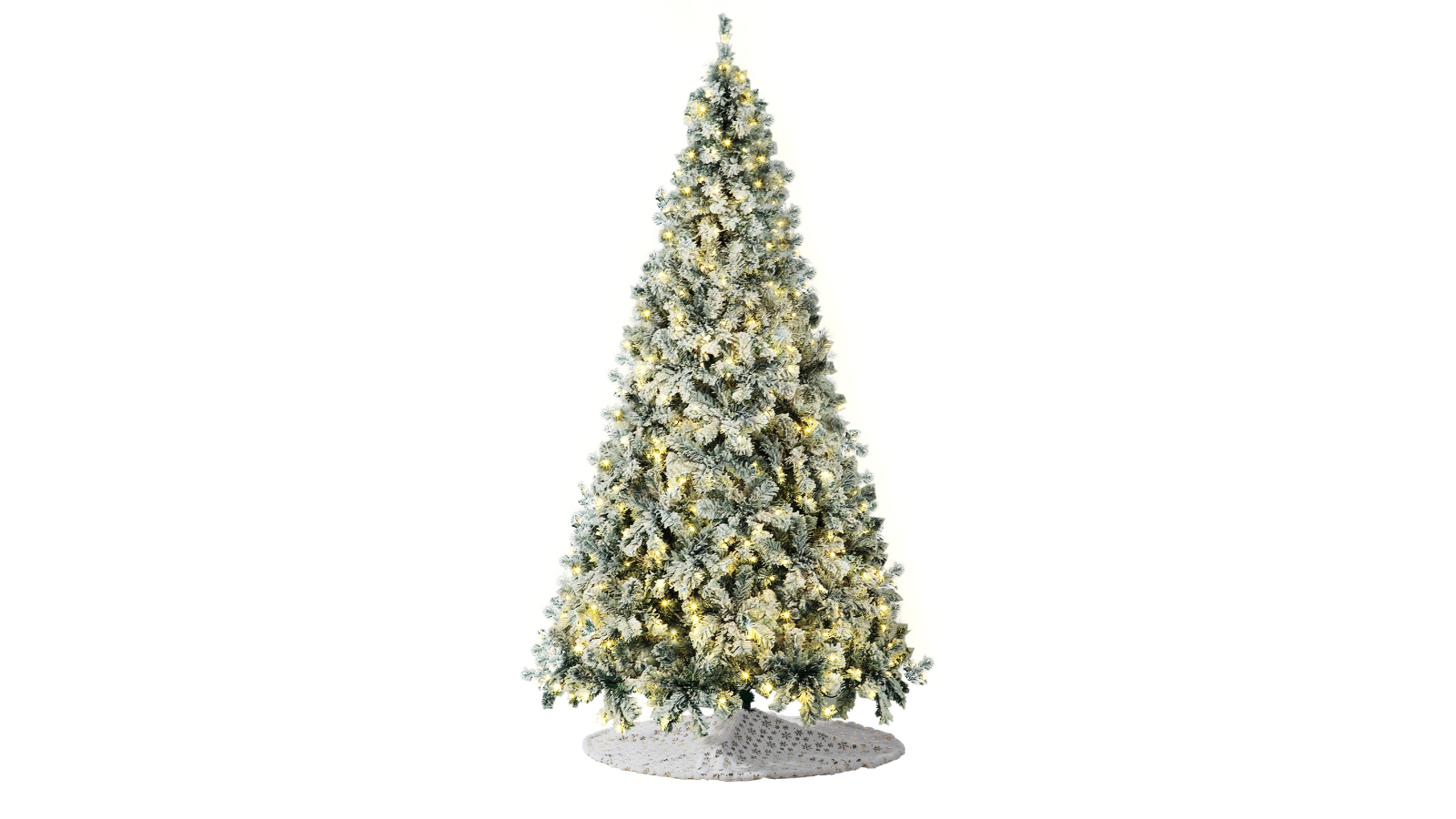 Tinseltown Green LED Christmas Tree with Snow-Sprayed and Skirt Light