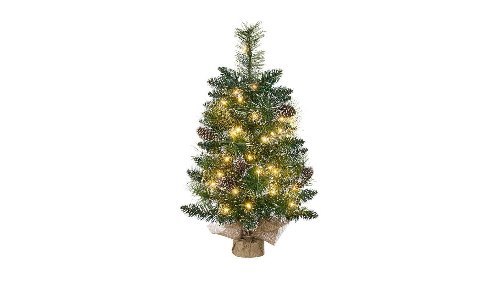 Tinseltown 60cm Faux Pinecones Battery-Powered Mini LED Christmas Tree  - Green