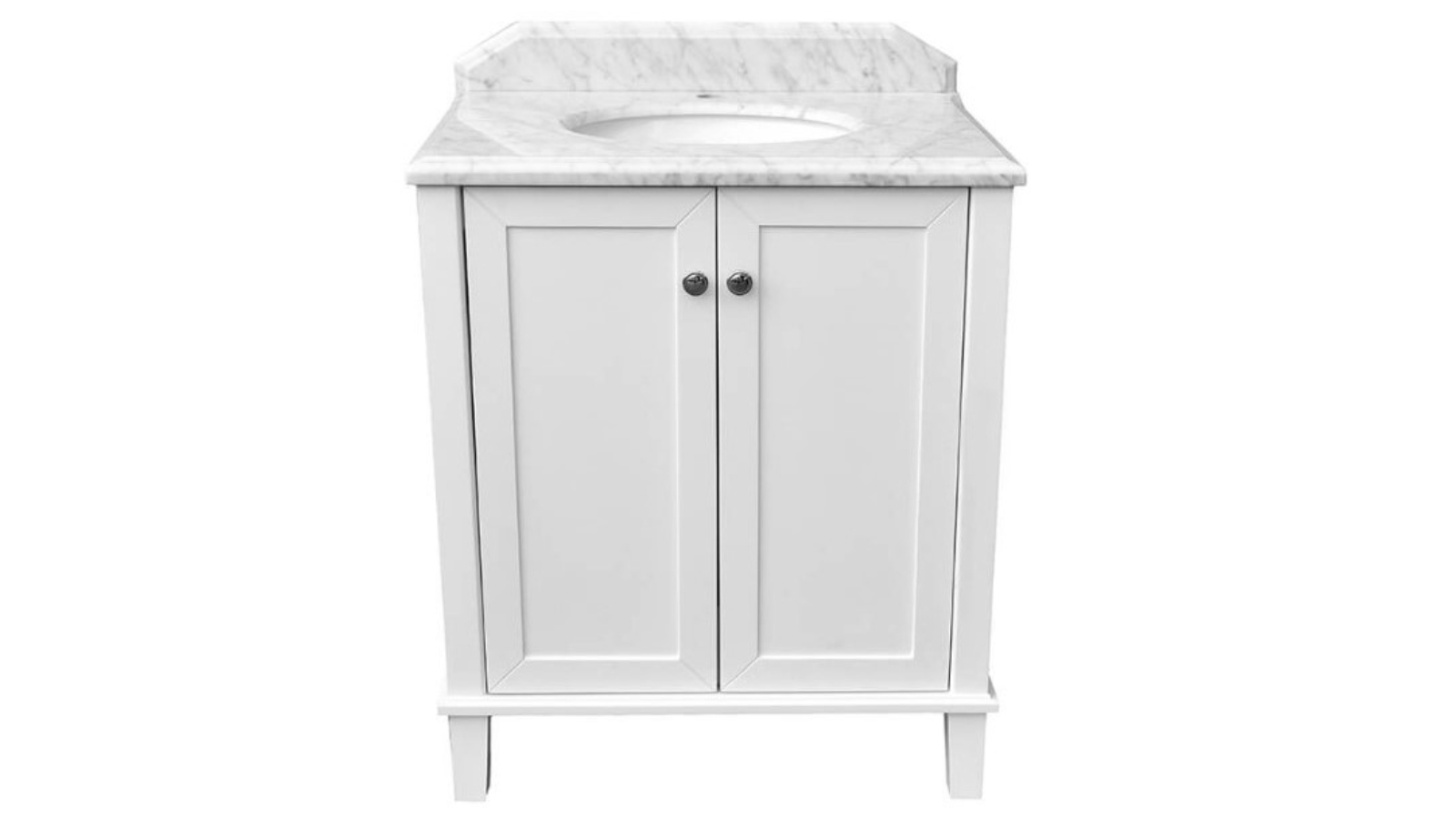 Turner Hastings Coventry 75 x 55 Single Bowl Vanity with Real Marble Top and Ceramic Undercounter Basin 1 Tap Hole - White Satin