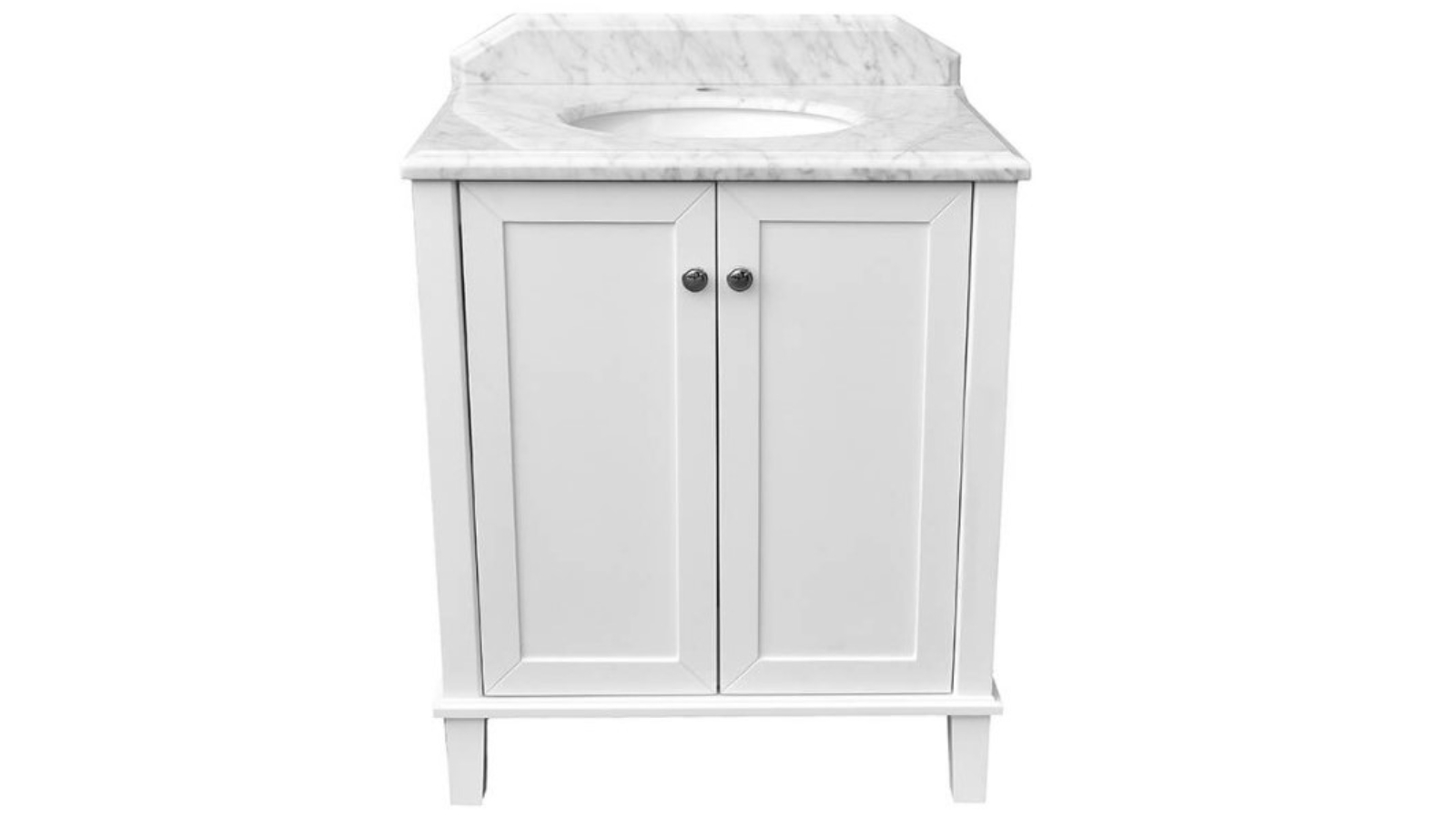 Turner Hastings Coventry 75 x 55 Single Bowl Vanity with Real Marble Top and Ceramic Undercounter Basin 3 Tap Hole - White Satin