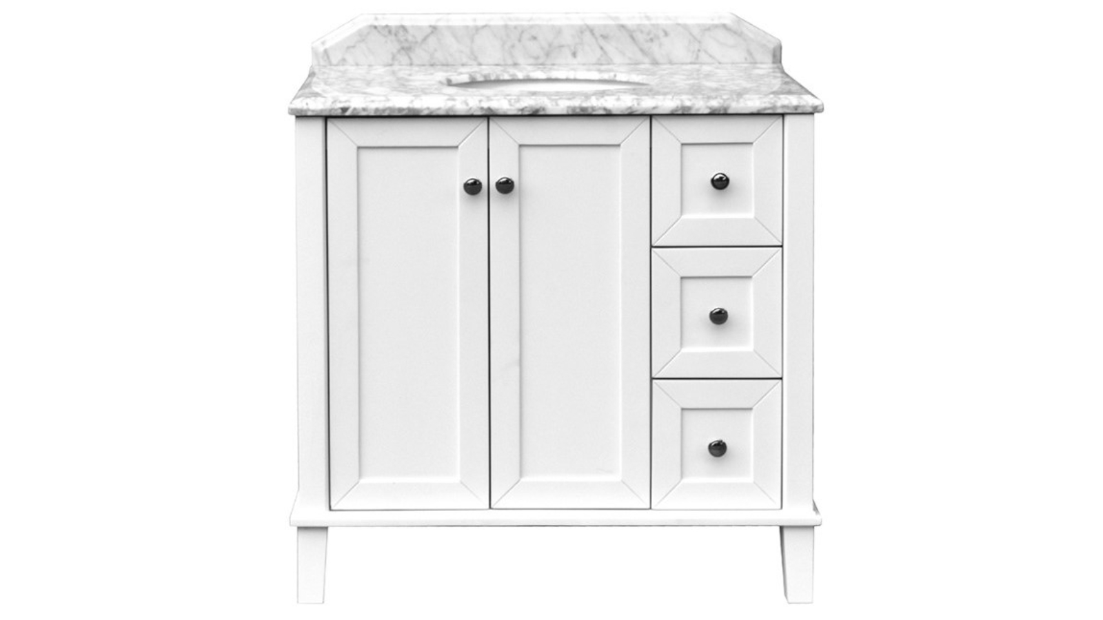 Turner Hastings Coventry 90 x 55 Single Bowl Vanity with Real Marble Top and Ceramic Undercounter Basin 1 Tap Hole - White Satin