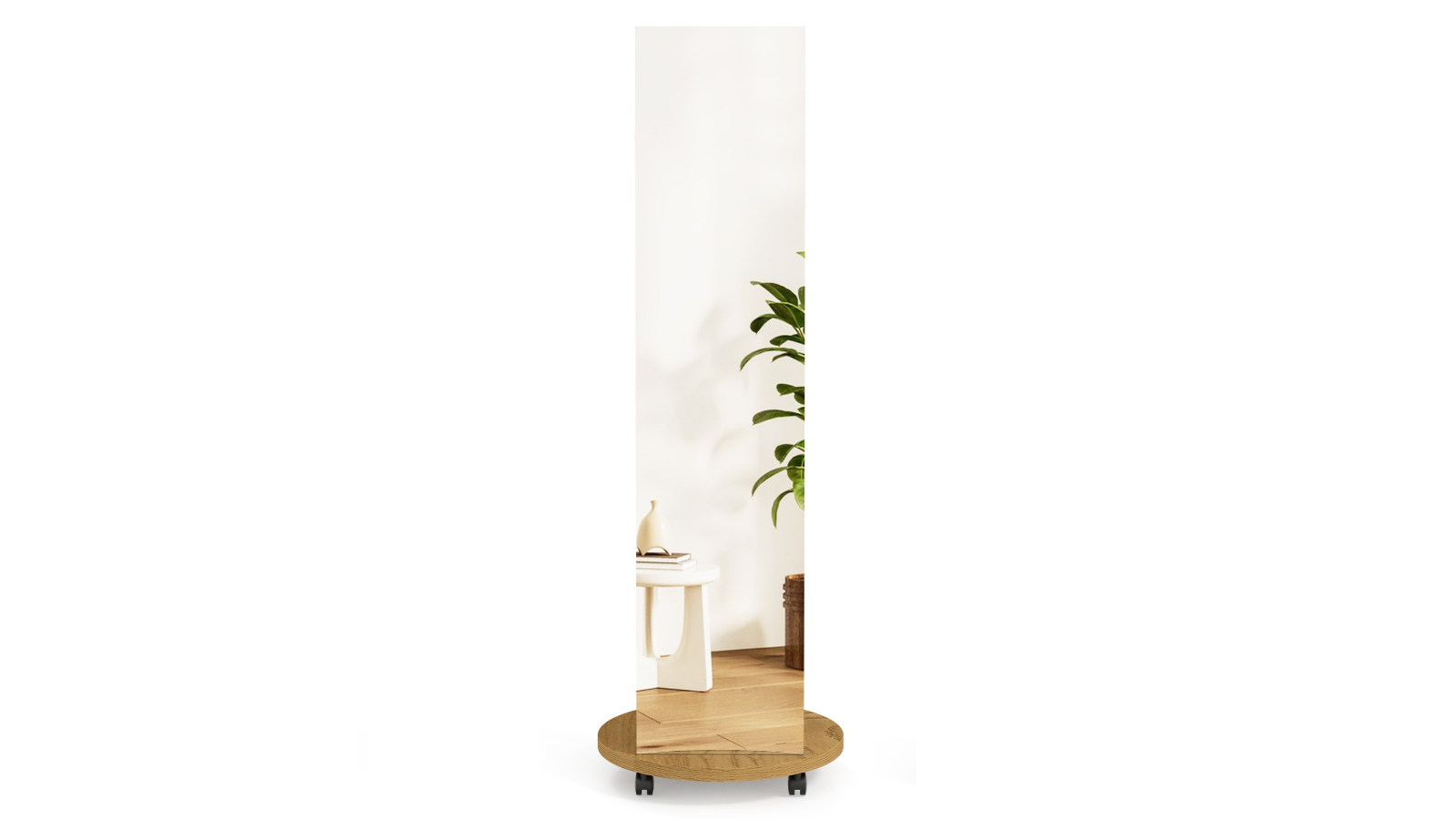 Costway Full-Length Mirror Clothes Rack - Natural