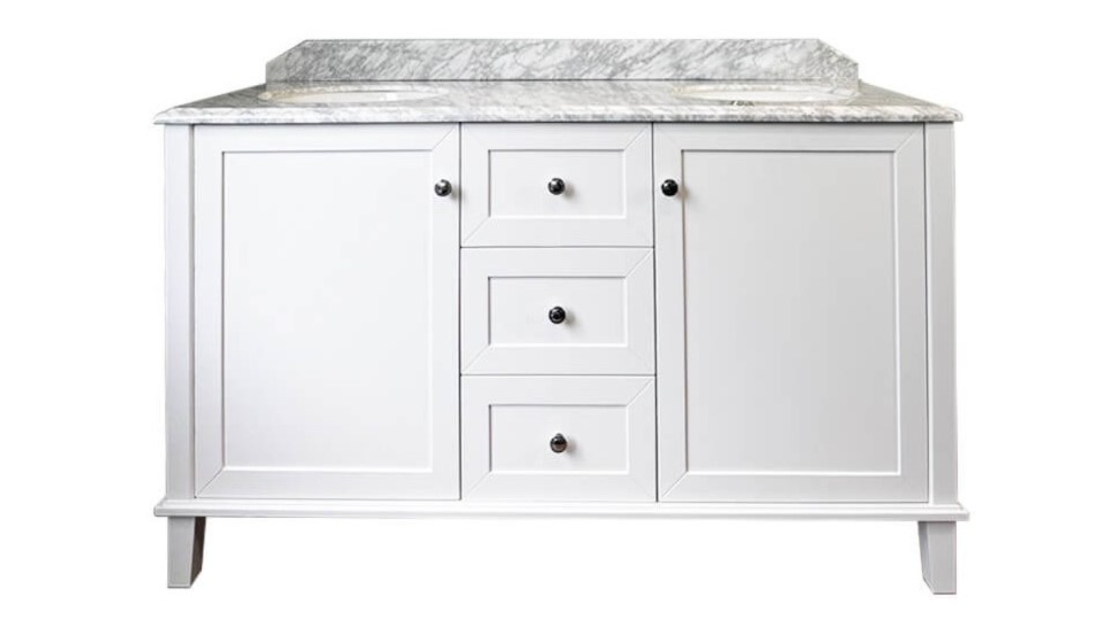 Turner Hastings Coventry 150 x 55 Double Bowl Vanity with Real Marble Top and Ceramic Undercounter Basin 1 Tap Hole - White Satin
