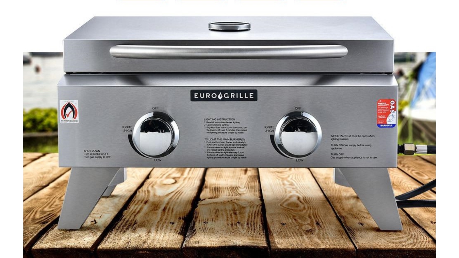 EuroGrille 2Burner Stainless Steel Portable Gas BBQ Grill Harvey Norman