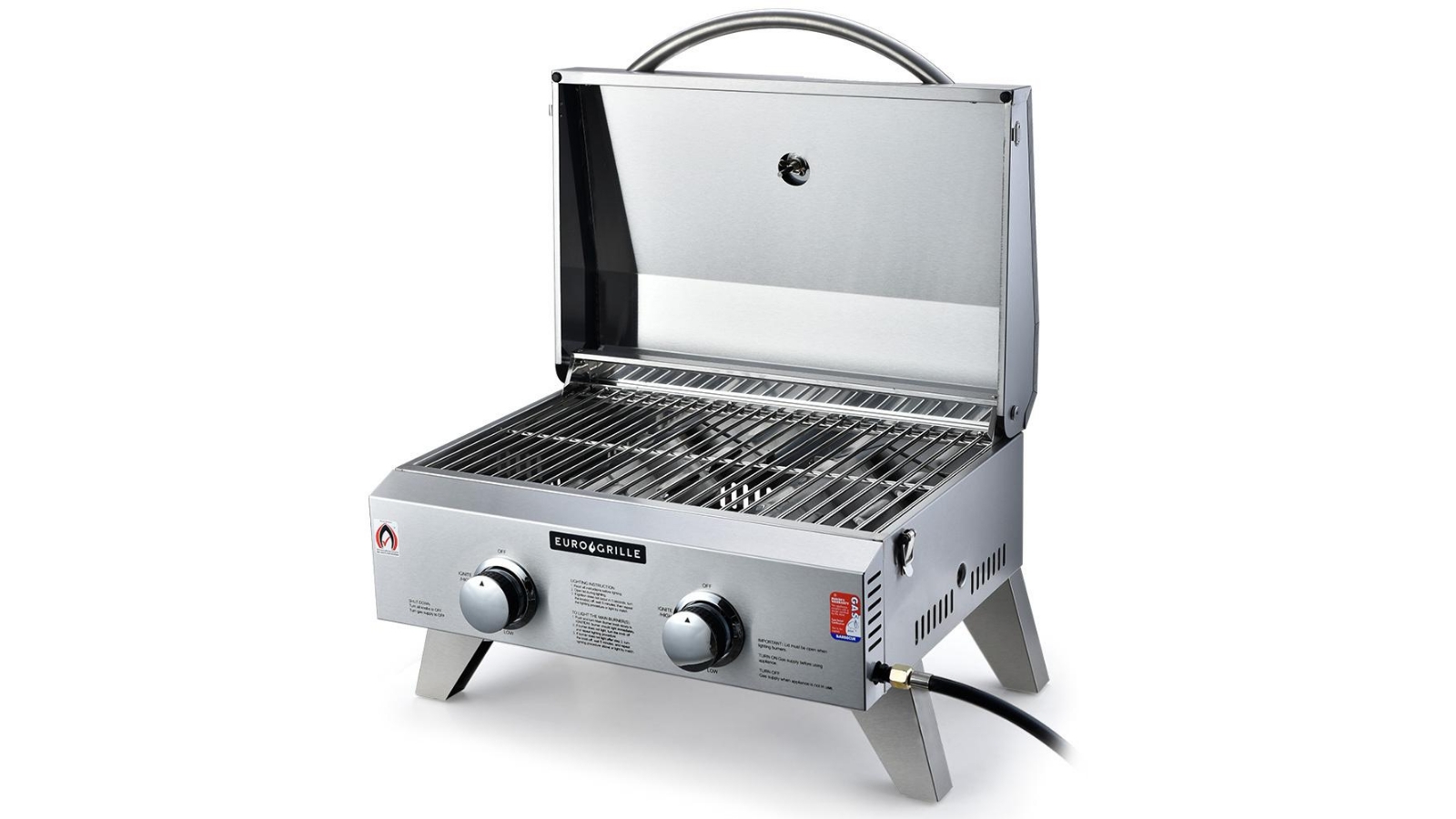 EuroGrille 2-Burner Stainless Steel Portable Gas BBQ Grill | Harvey Norman