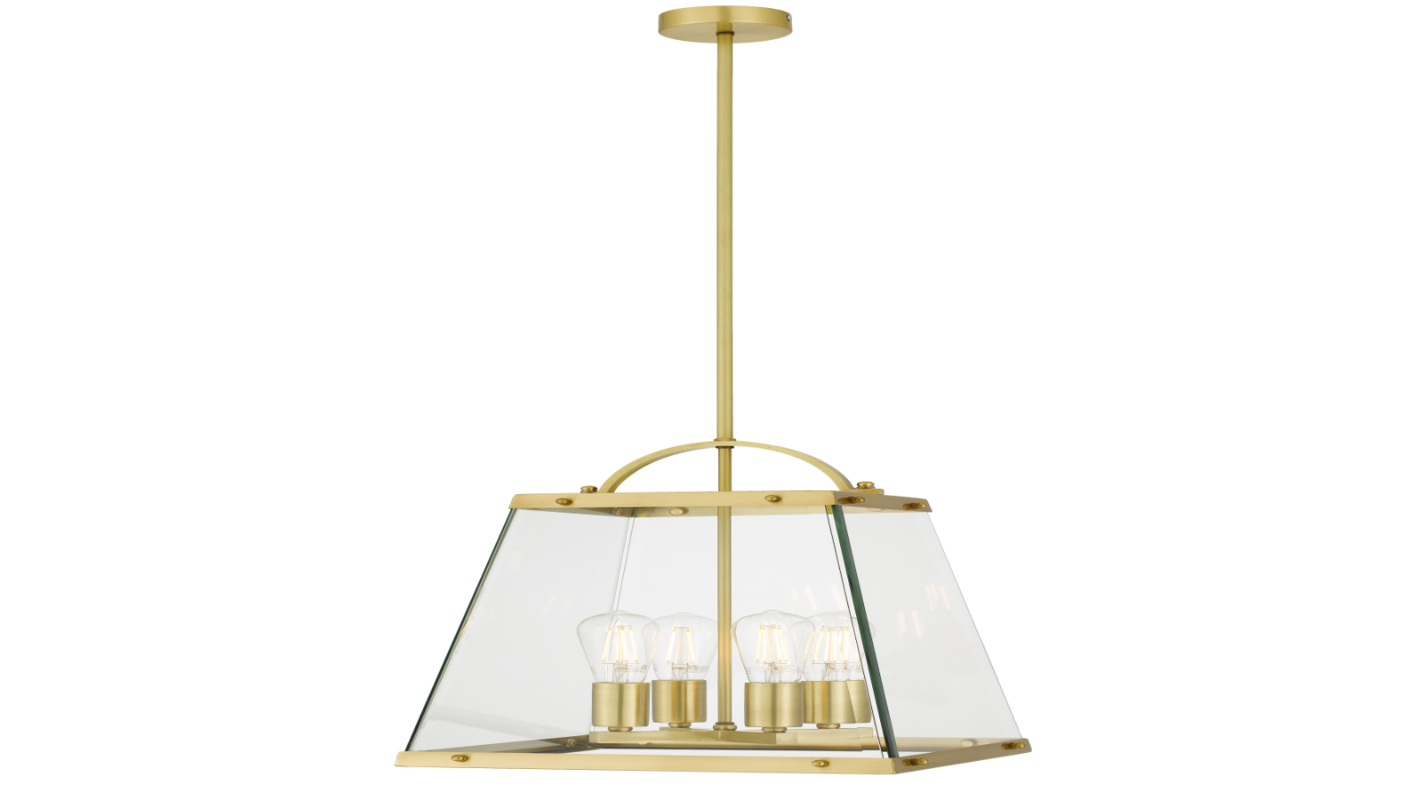 Pretty & Practical Helsinki Solid Brass 4-Light Pendant with Clear Glass Cylinder Shade