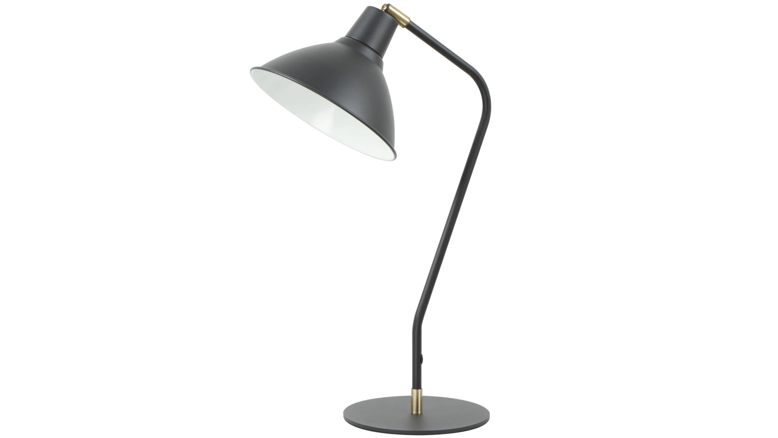Collo Matte Black Cone Shade Table Lamp with Antique Brass Highlight