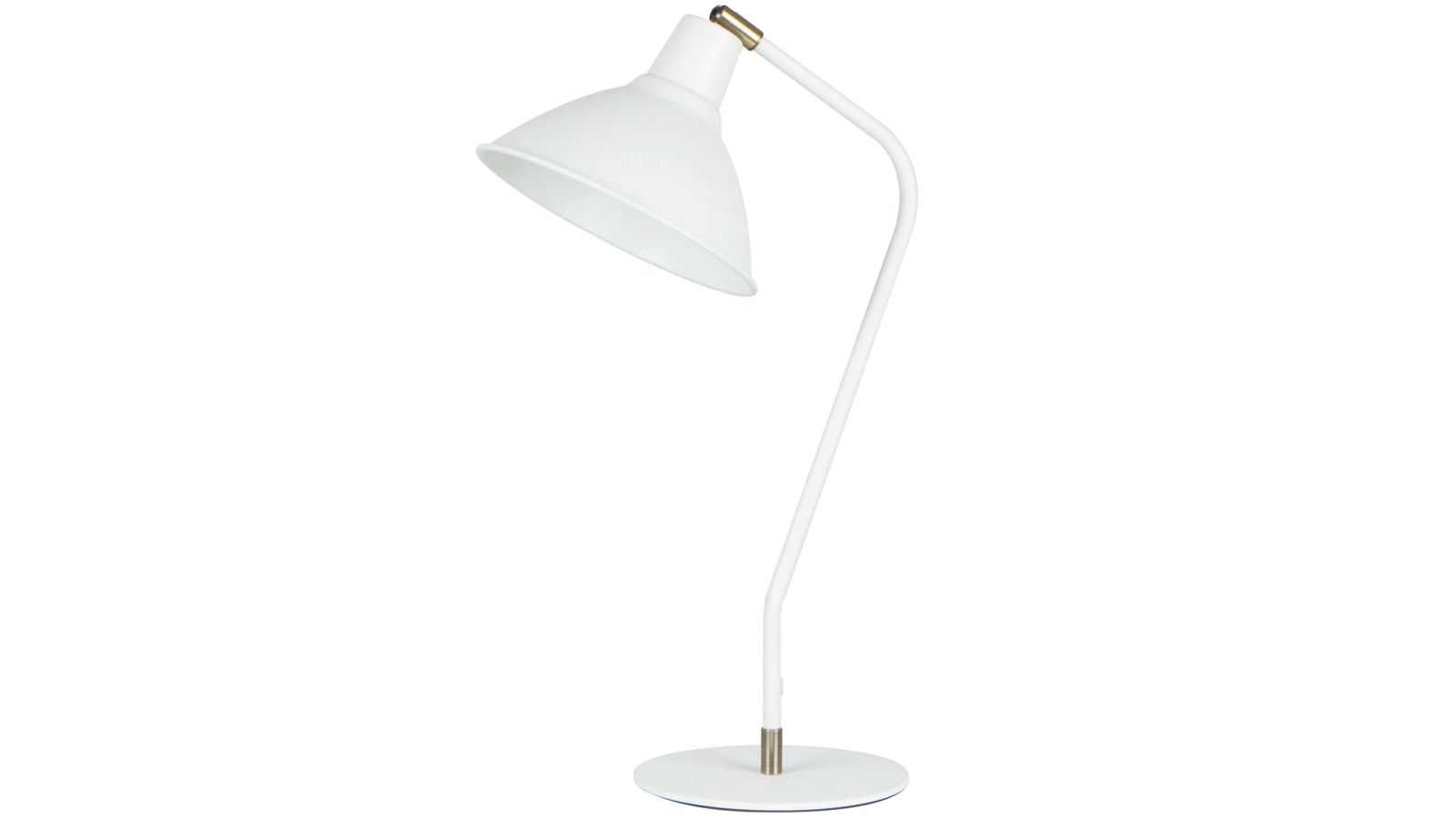 Collo Matte White Cone Shade Table Lamp with Antique Brass Highlight